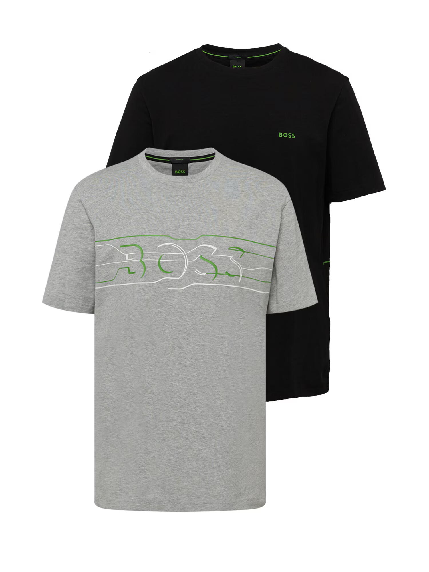 BOSS Green Tricou gri amestecat / verde / negru / alb murdar - Pled.ro