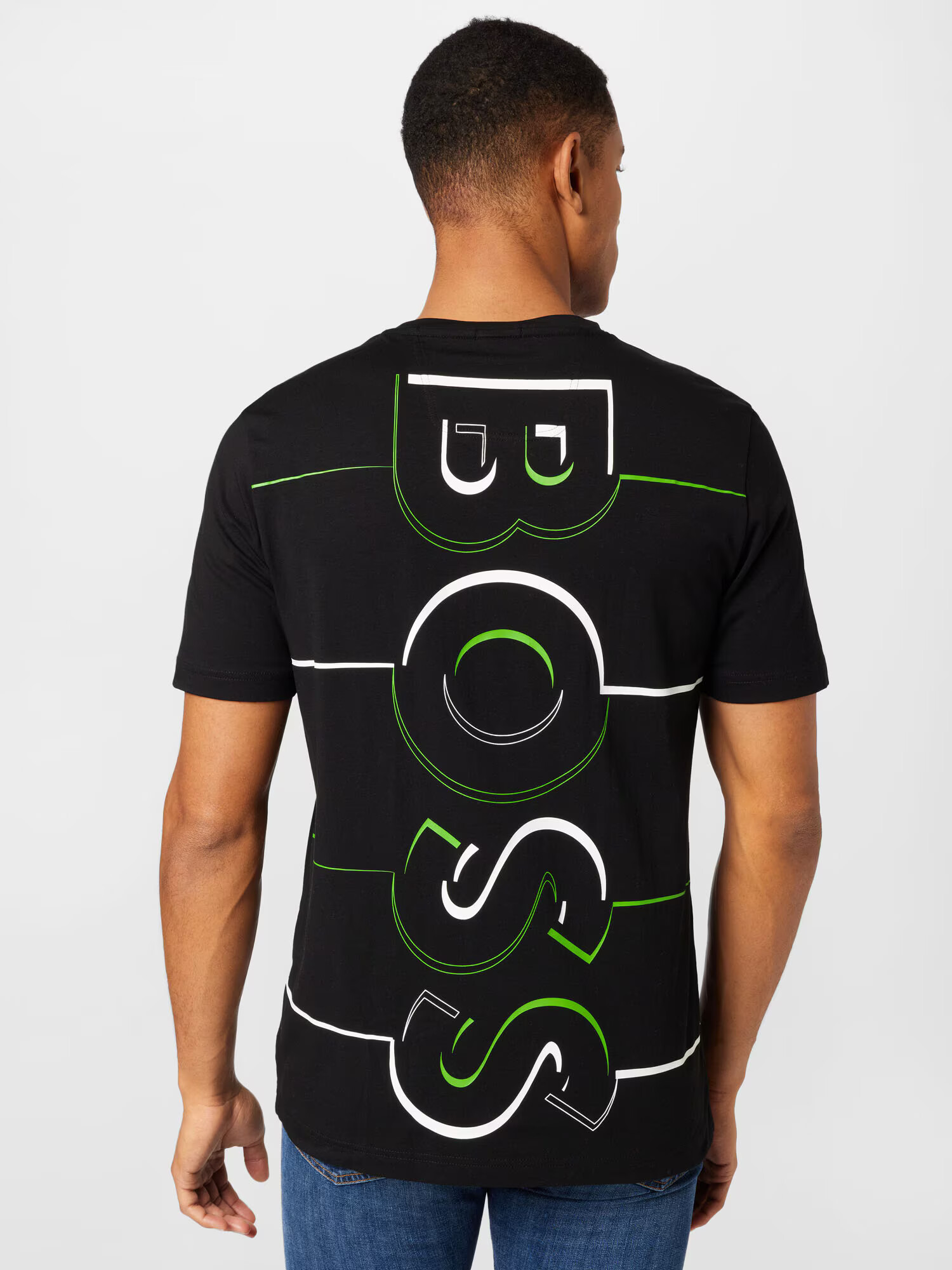 BOSS Green Tricou gri amestecat / verde / negru / alb murdar - Pled.ro