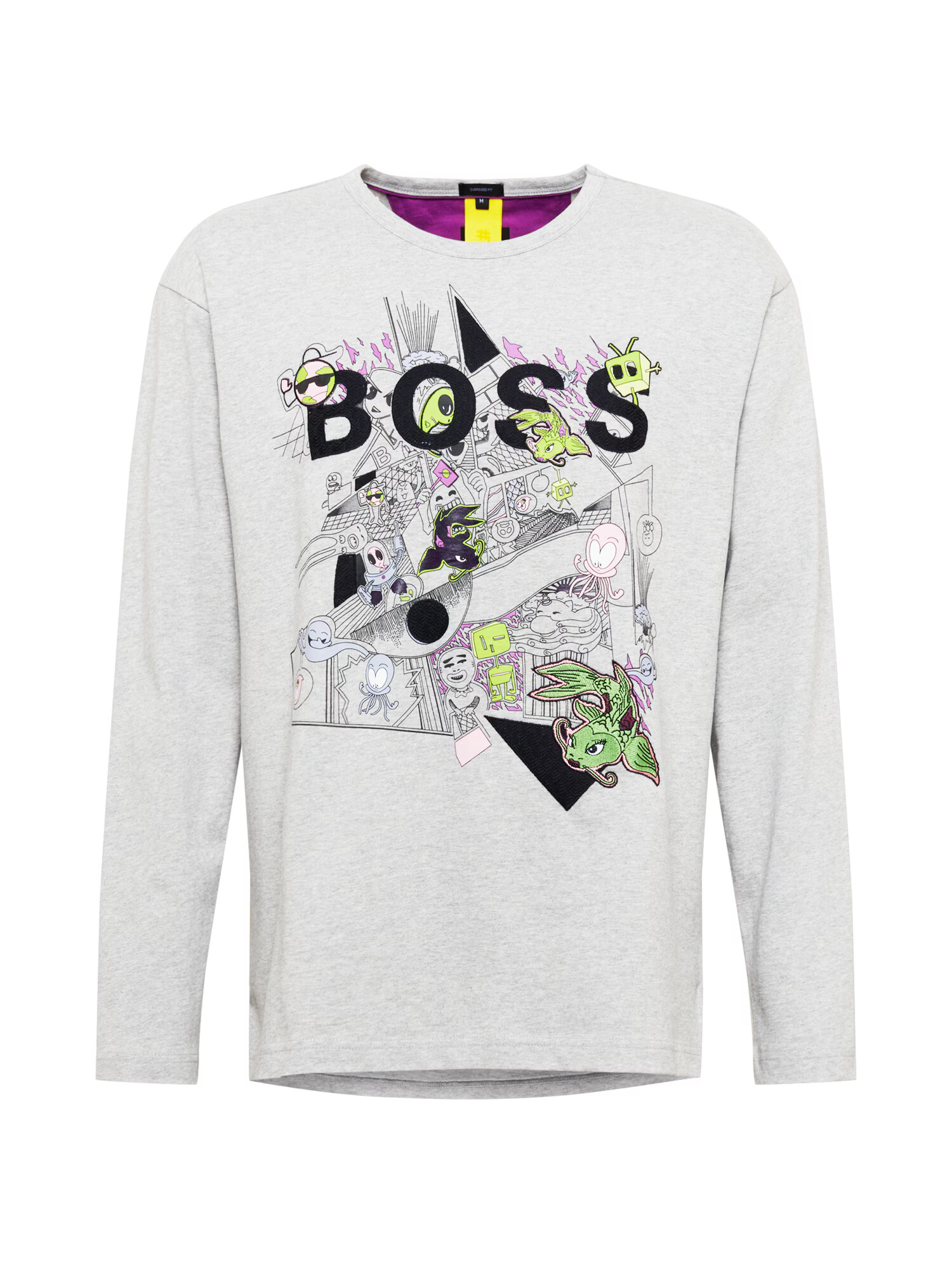 BOSS Green Tricou gri deschis / verde deschis / lila / roz deschis / negru - Pled.ro