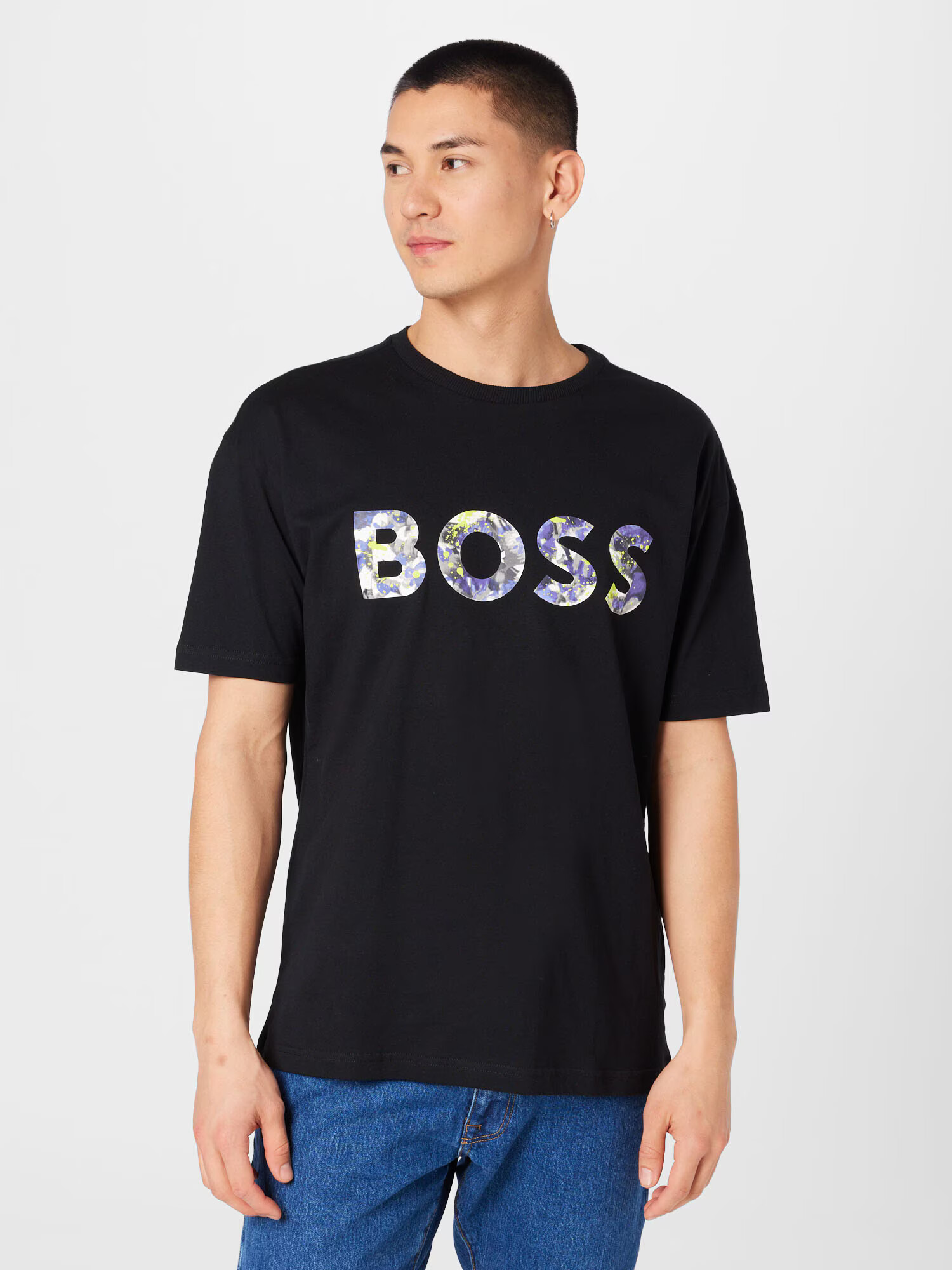 BOSS Green Tricou 'Lotus' galben deschis / mov închis / negru / alb - Pled.ro