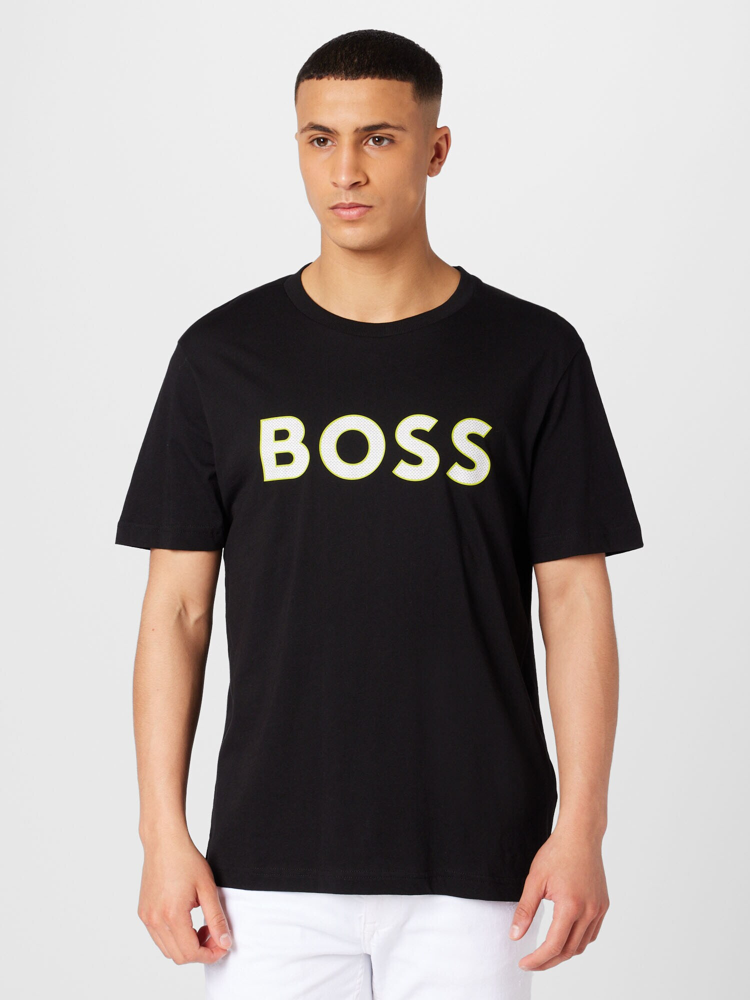 BOSS Green Tricou negru / alb - Pled.ro