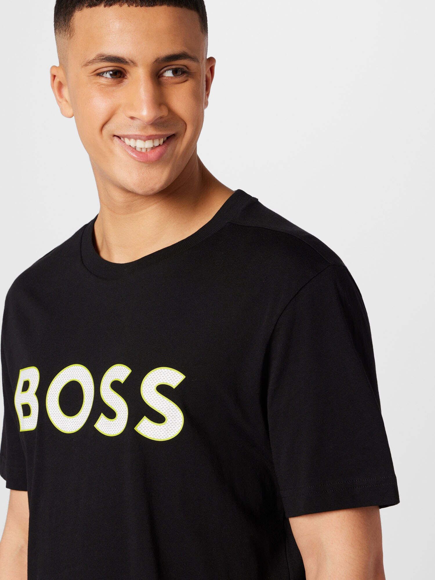 BOSS Green Tricou negru / alb - Pled.ro