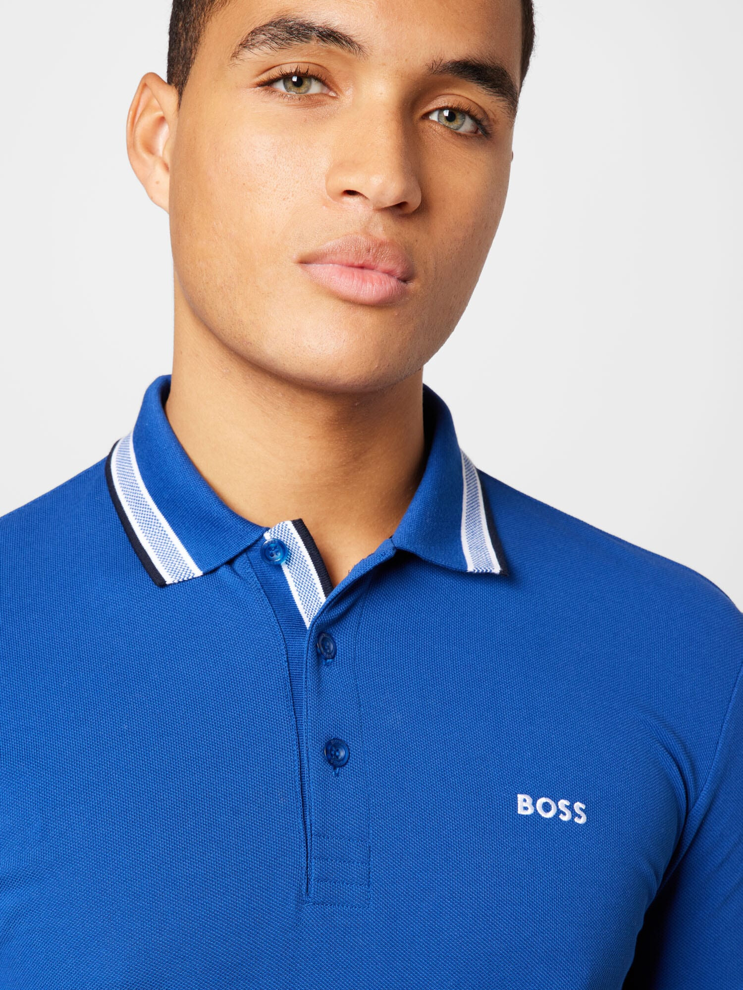 BOSS Green Tricou 'Paddy' albastru / bleumarin / alb - Pled.ro