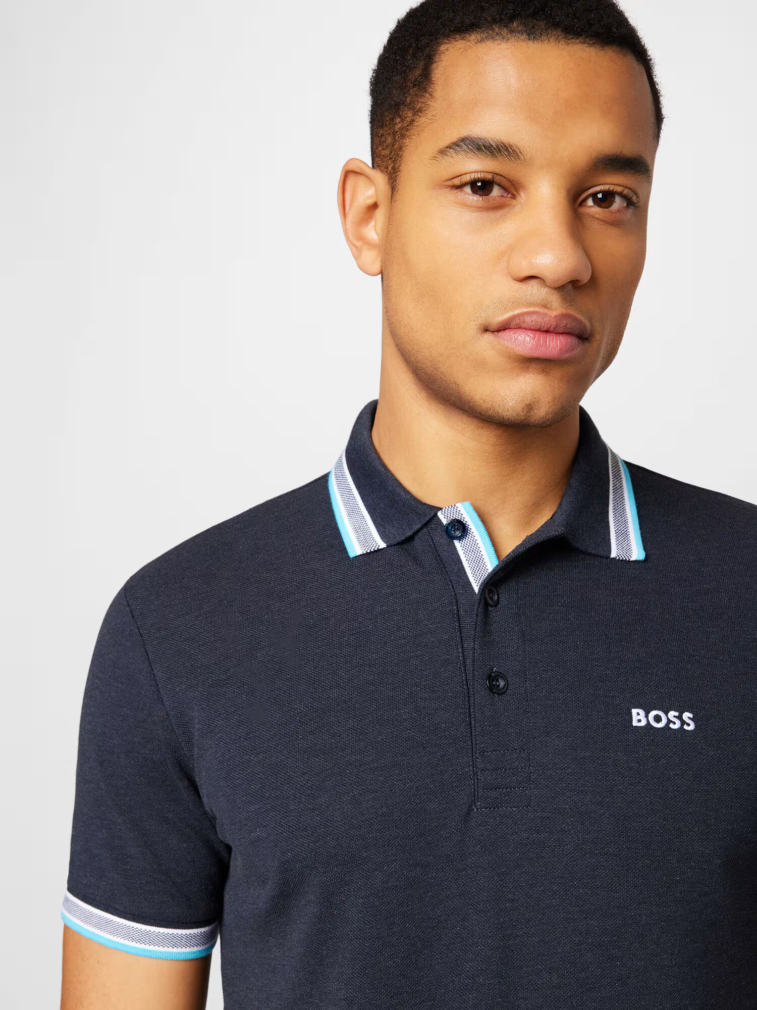 BOSS Green Tricou 'Paddy' bleumarin / azuriu / alb - Pled.ro