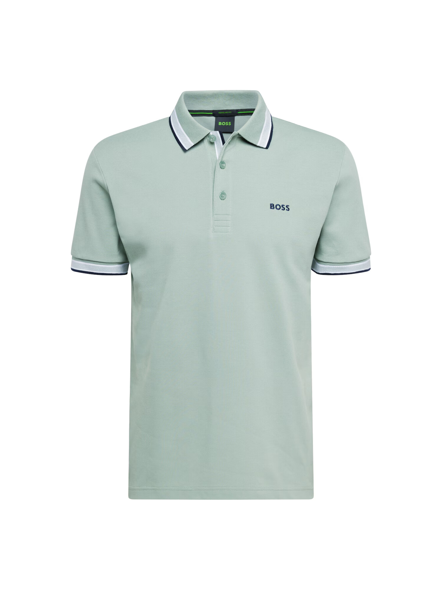 BOSS Green Tricou 'Paddy' bleumarin / verde pastel / alb - Pled.ro