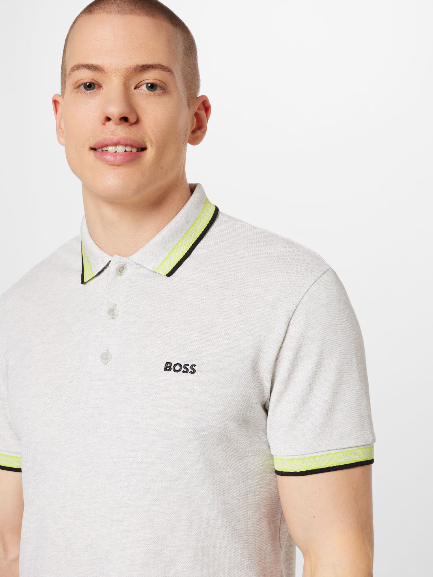 BOSS Green Tricou 'Paddy' galben citron / gri deschis / negru - Pled.ro