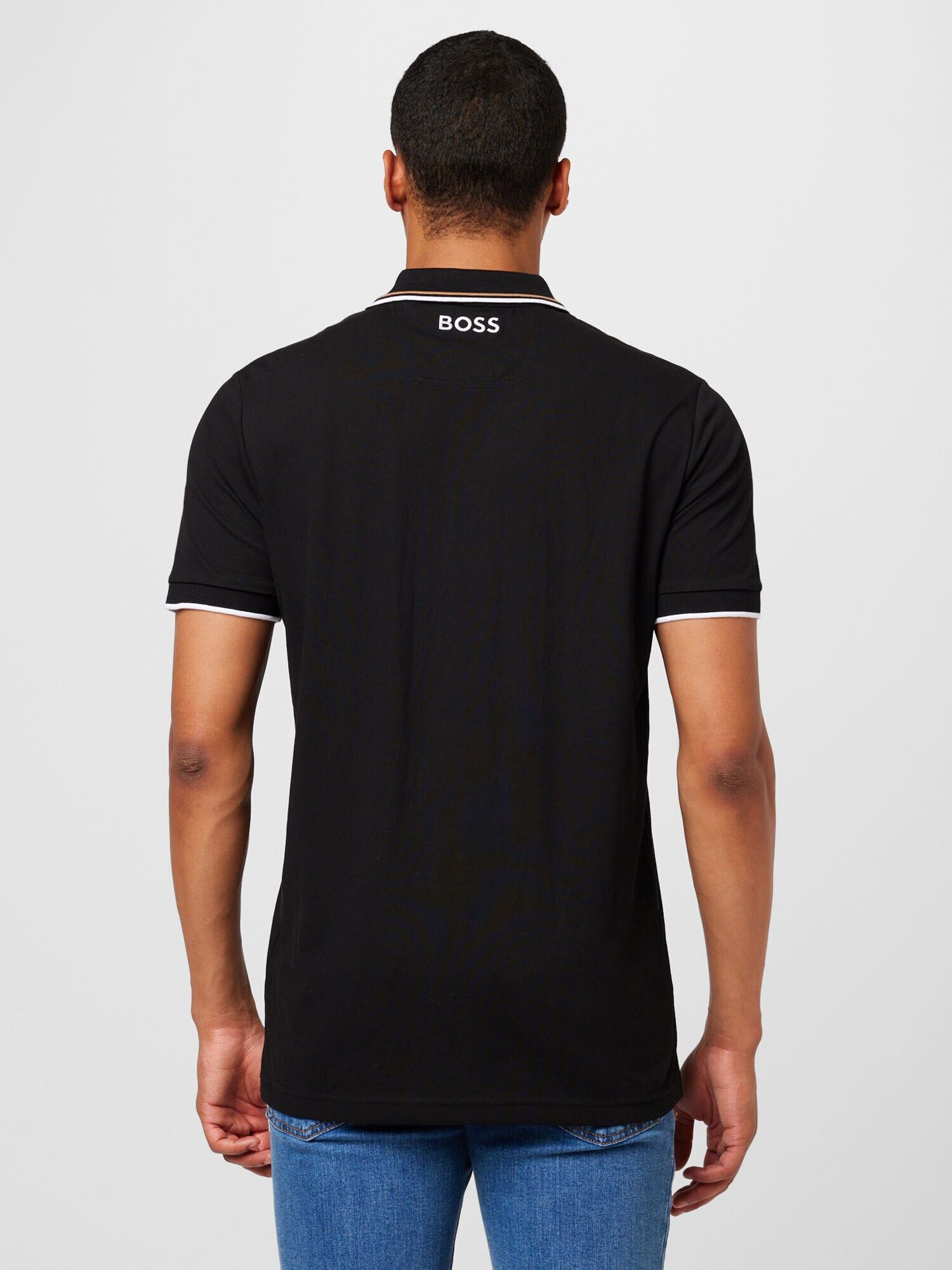 BOSS Green Tricou 'Paddy' nisipiu / negru / alb - Pled.ro