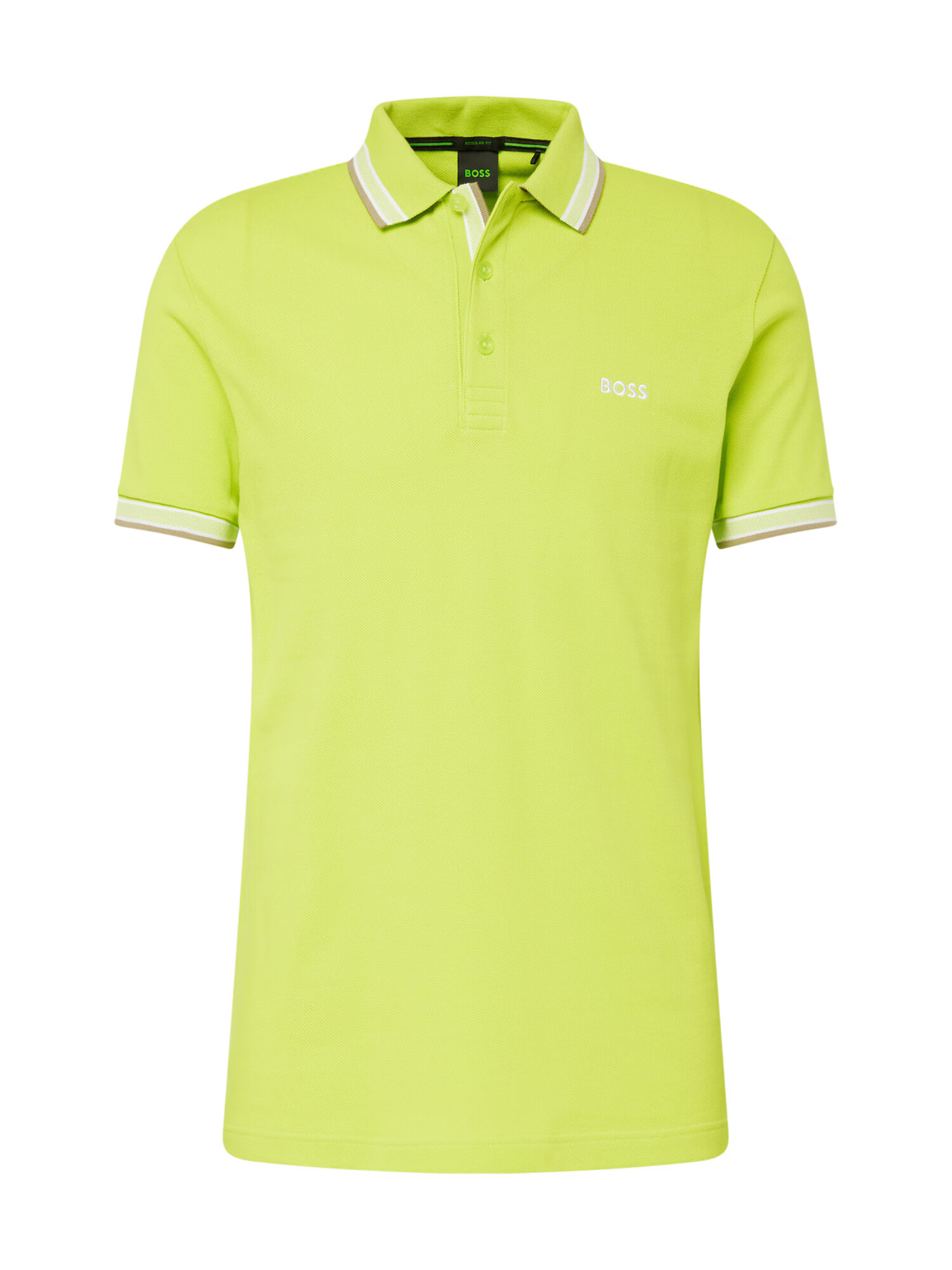 BOSS Green Tricou 'Paddy' șamoa / verde stuf / alb - Pled.ro