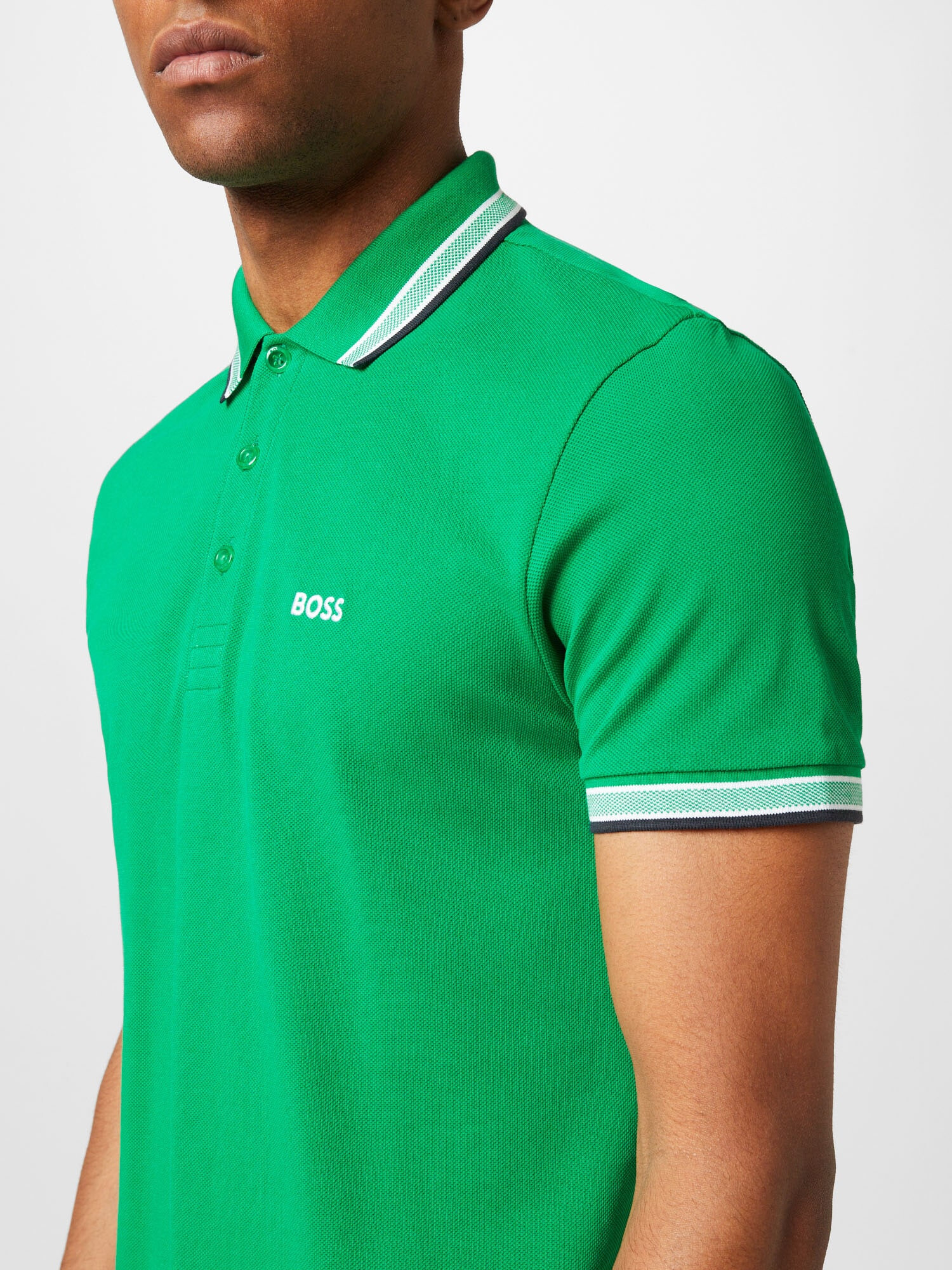 BOSS Green Tricou 'Paddy' verde / negru / alb - Pled.ro