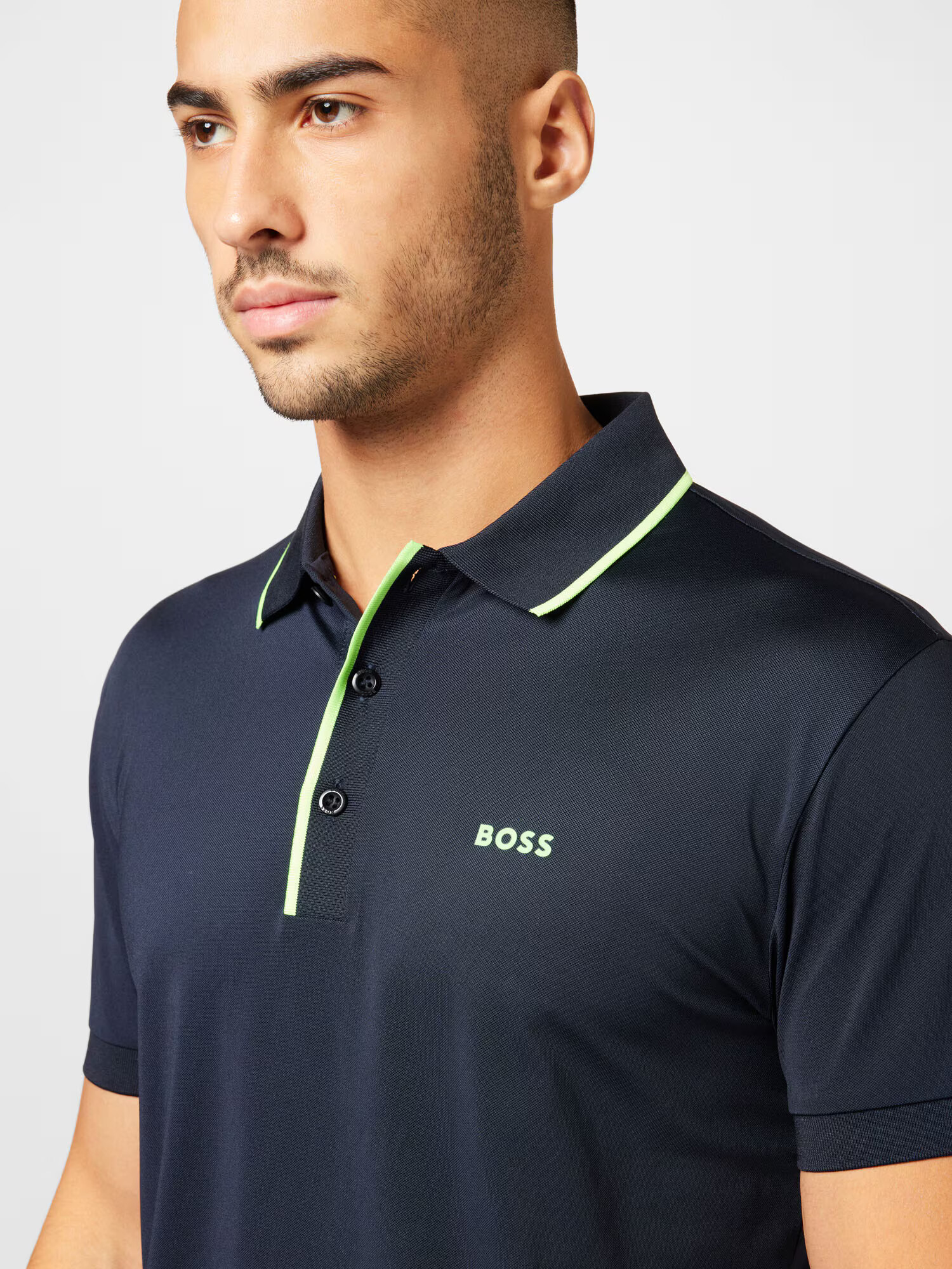 BOSS Green Tricou 'Paddytech' albastru închis / verde limetă - Pled.ro