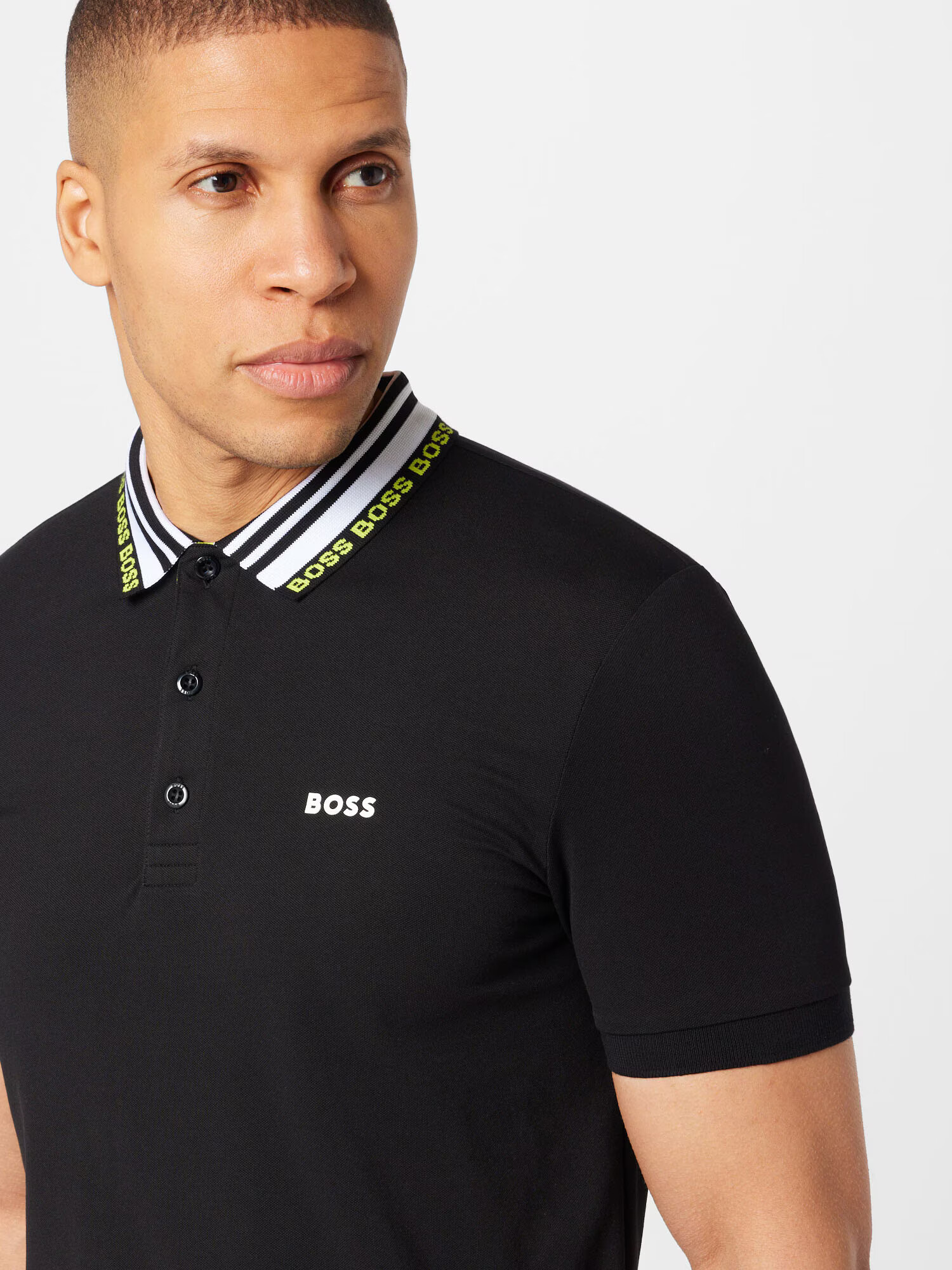 BOSS Green Tricou 'Paule' galben / negru / alb - Pled.ro