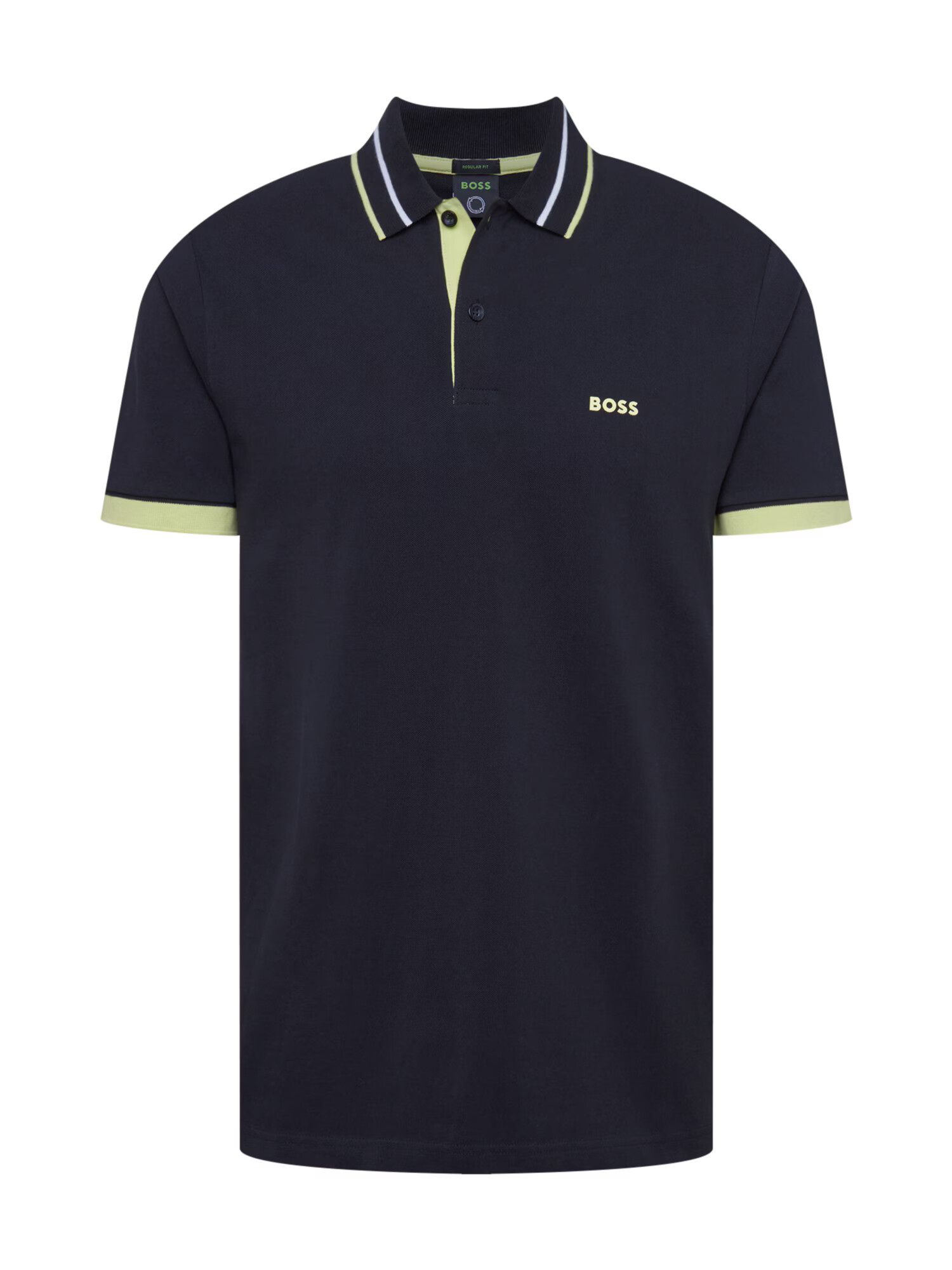 BOSS Green Tricou 'Peos' galben citron / negru / alb - Pled.ro