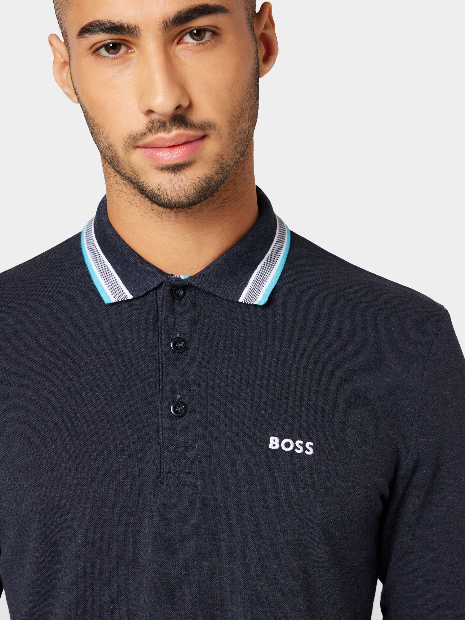 BOSS Green Tricou 'Plisy' azuriu / albastru închis / alb - Pled.ro