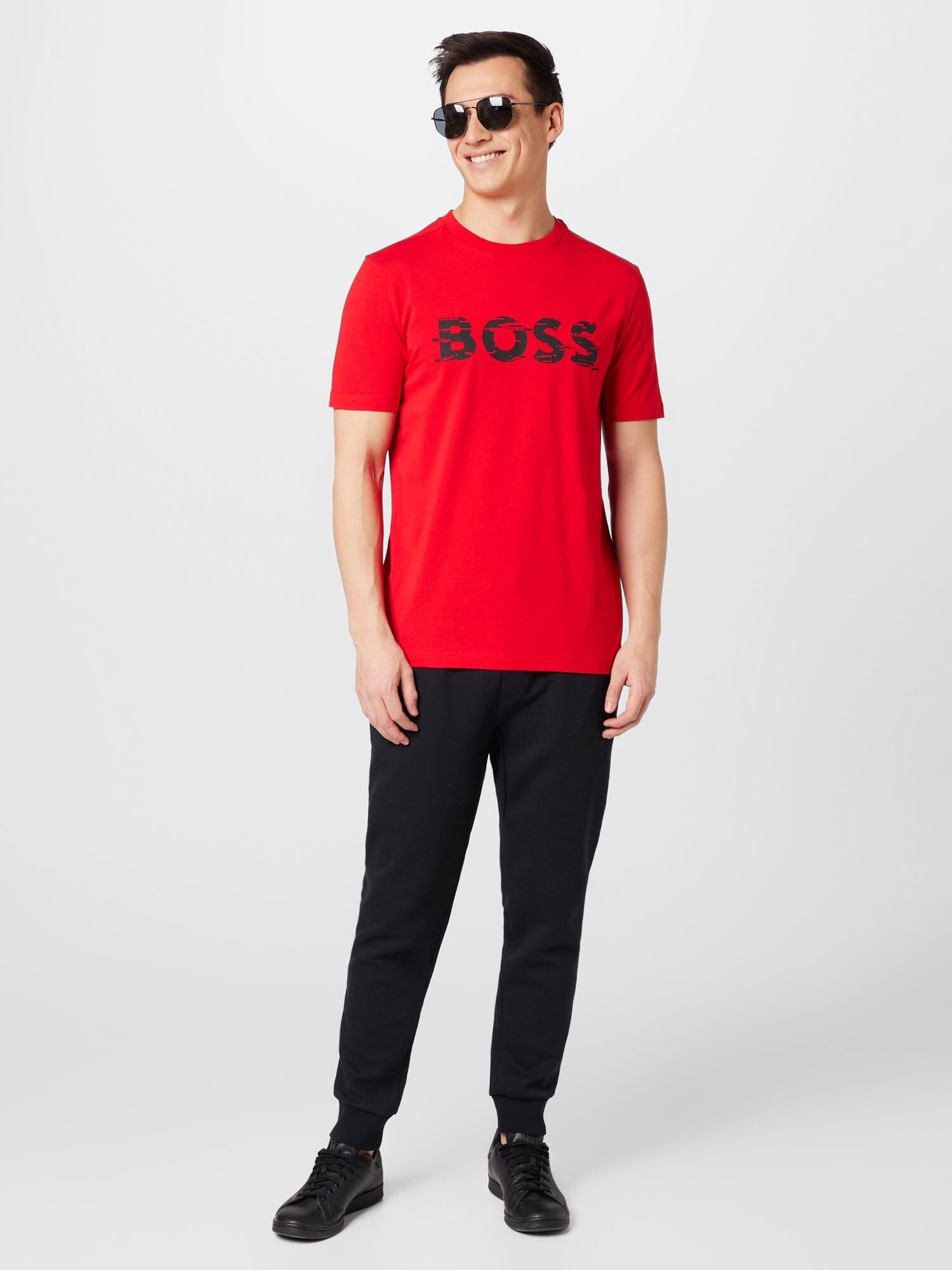 BOSS Green Tricou roșu / negru - Pled.ro