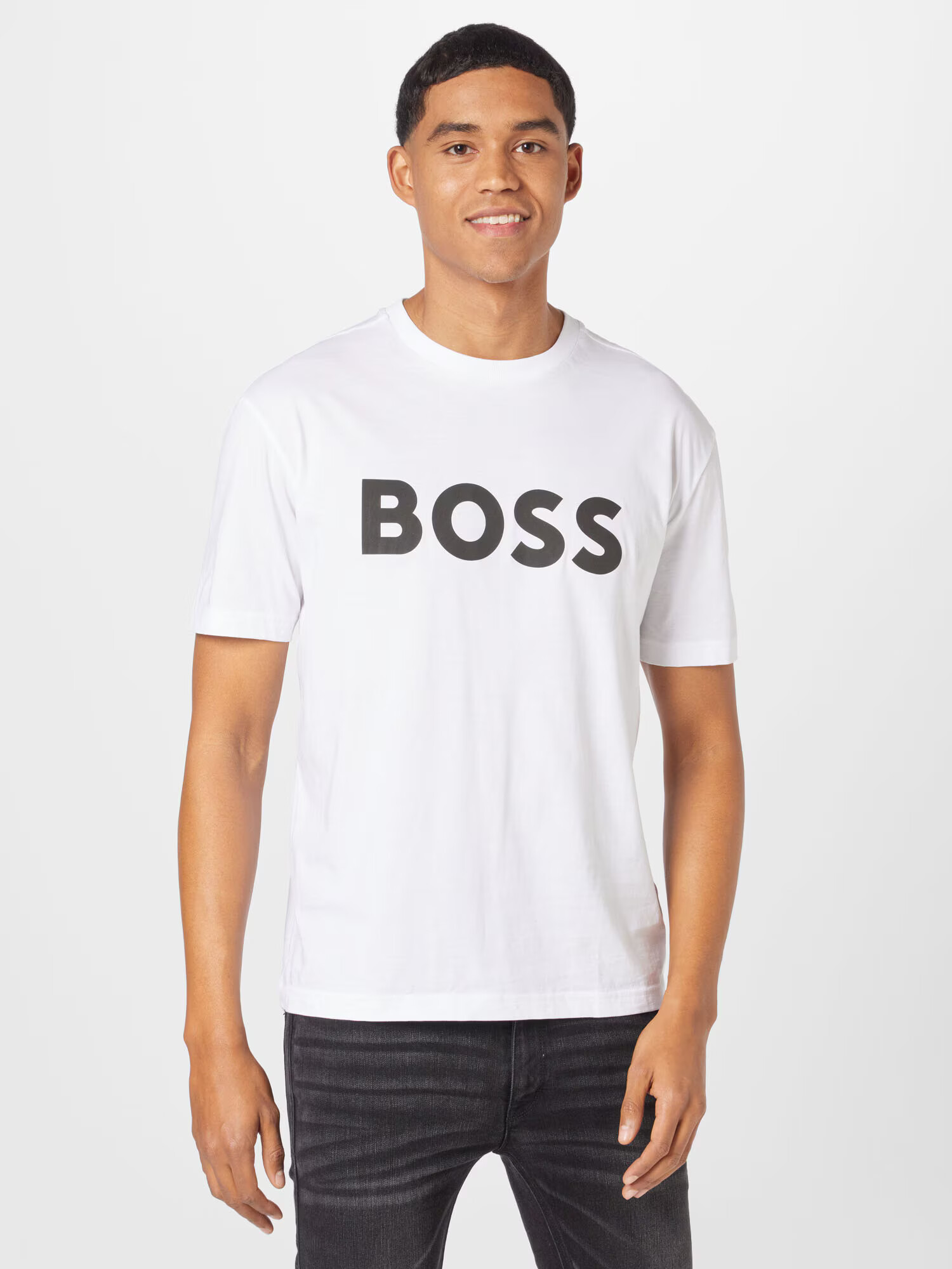 BOSS Green Tricou negru / alb - Pled.ro