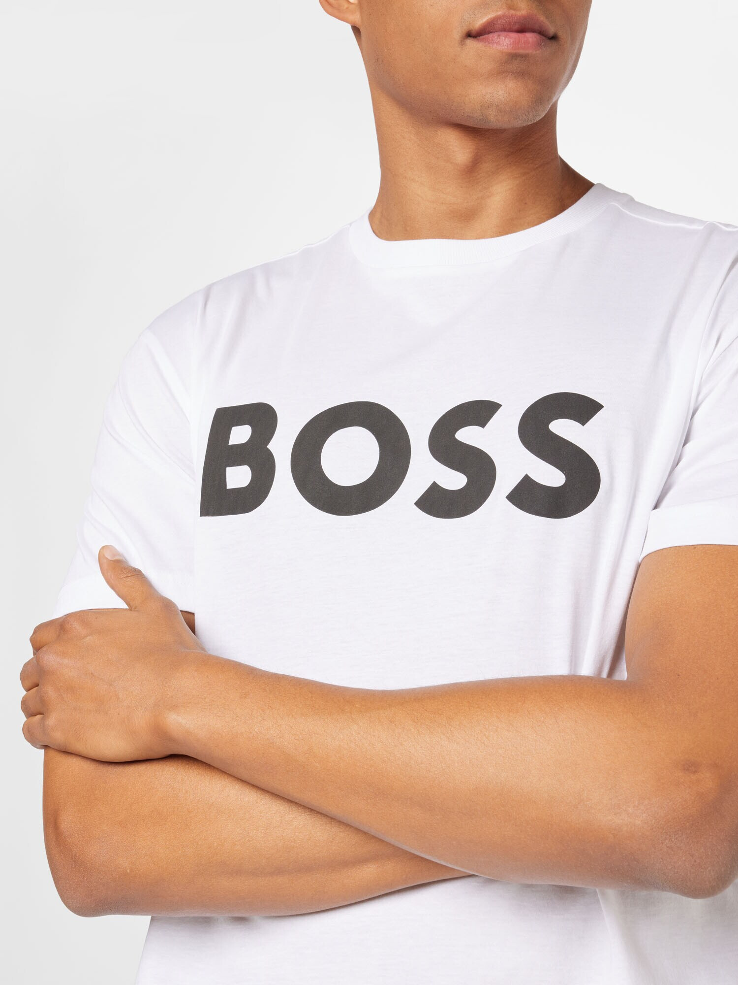 BOSS Green Tricou negru / alb - Pled.ro