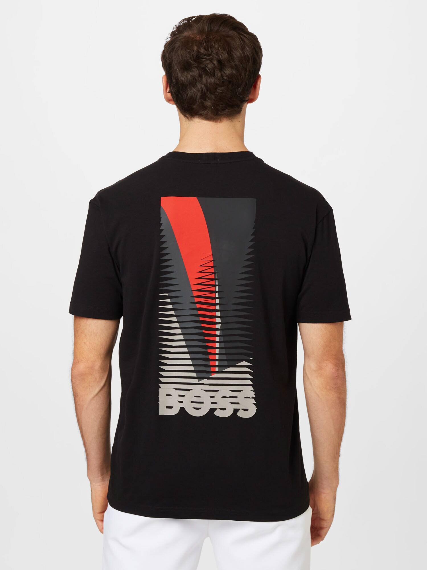 BOSS Green Tricou 'Tee 6' gri deschis / gri închis / roșu / negru - Pled.ro