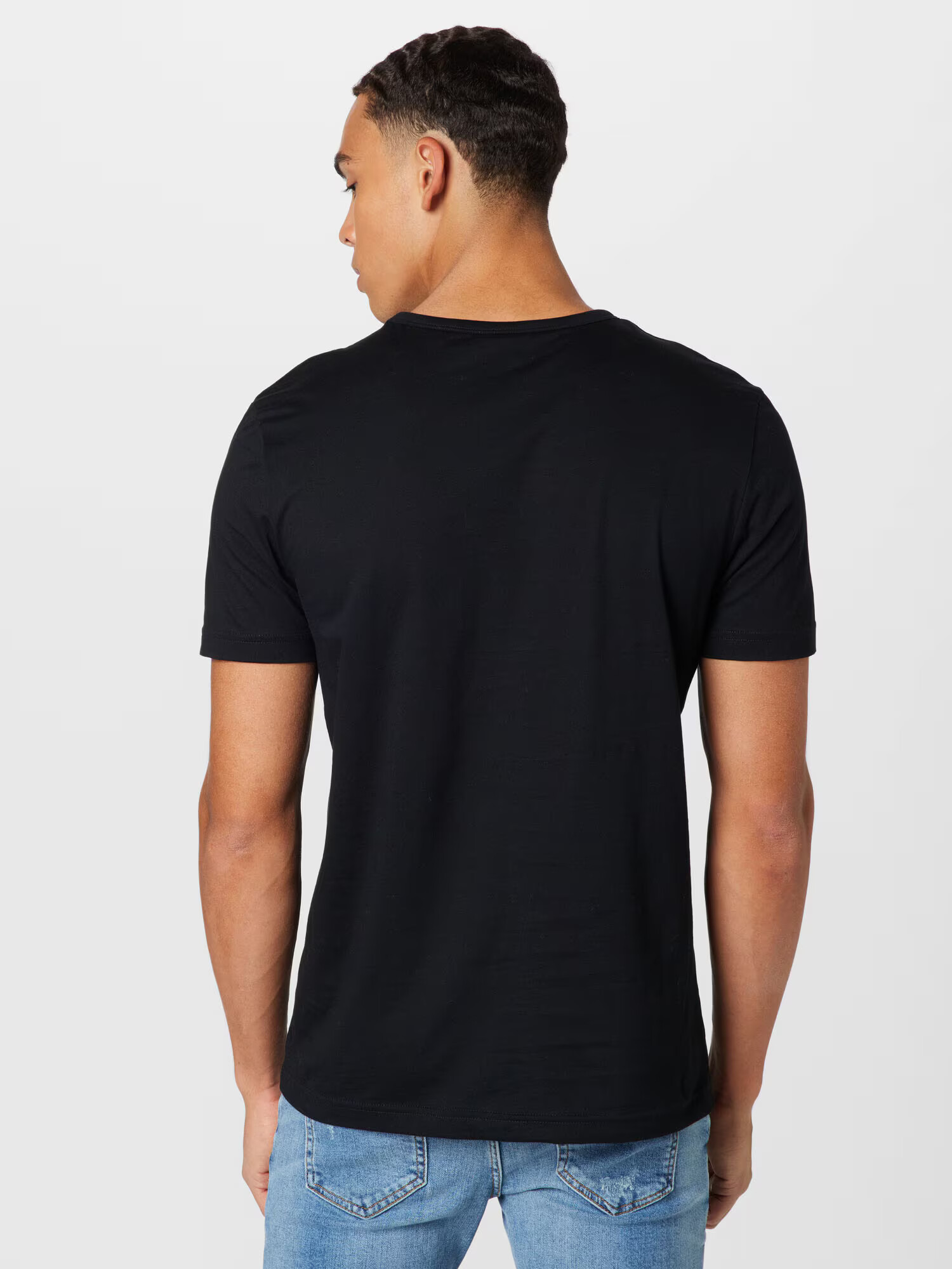 BOSS Green Tricou 'TEE CURVED' negru / alb - Pled.ro