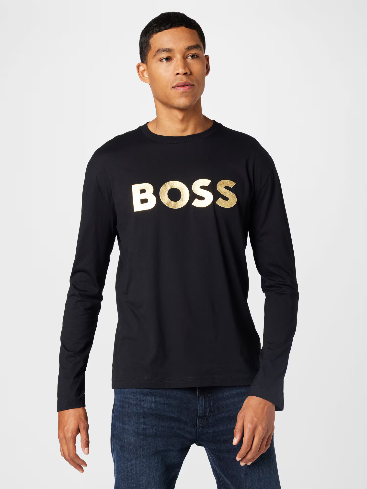 BOSS Green Tricou 'Togn' auriu / negru - Pled.ro