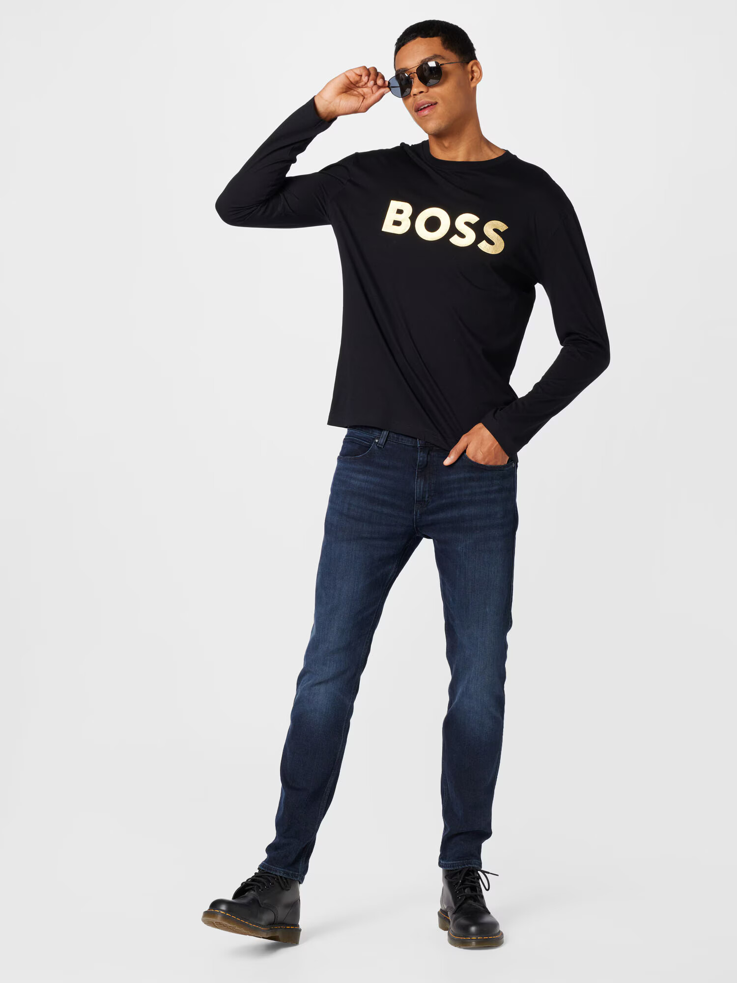 BOSS Green Tricou 'Togn' auriu / negru - Pled.ro