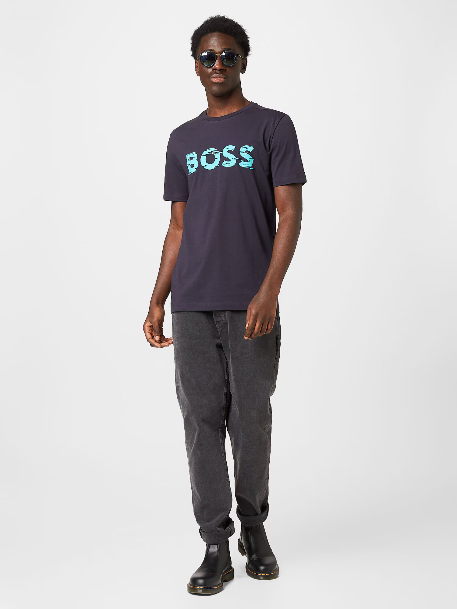 BOSS Green Tricou turcoaz / albastru închis - Pled.ro