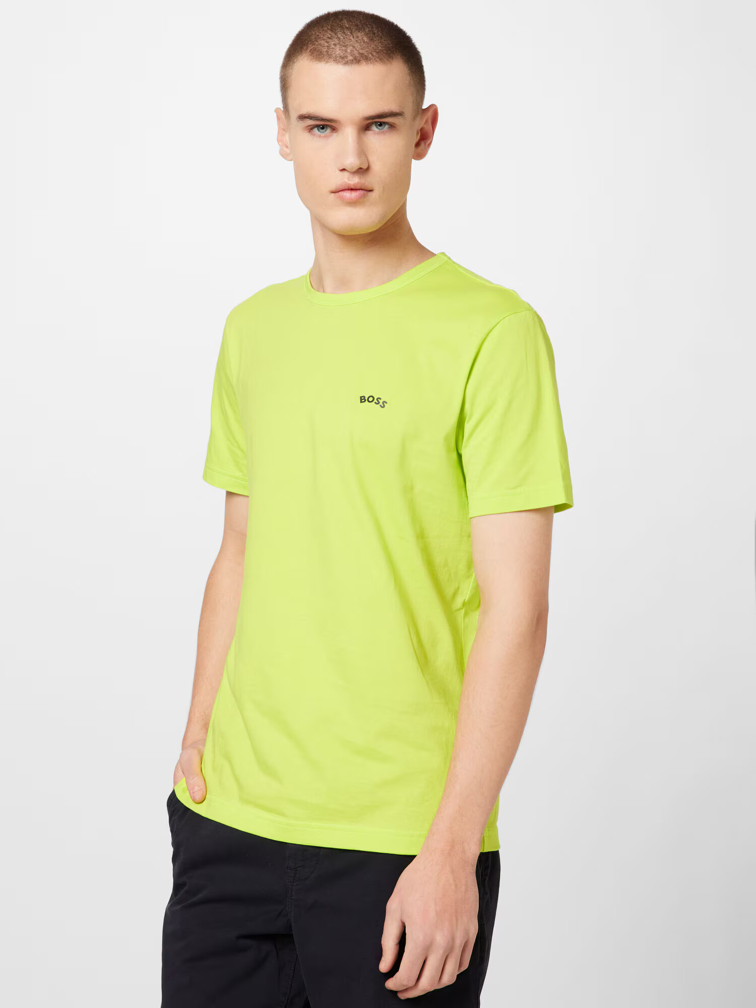 BOSS Green Tricou verde deschis / negru - Pled.ro