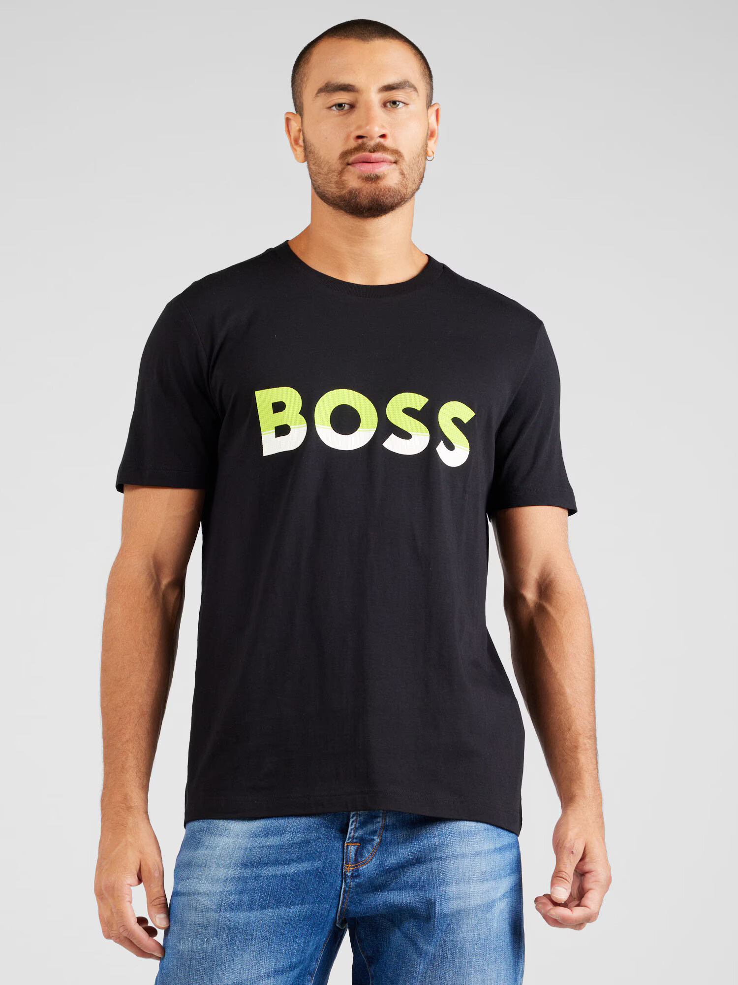 BOSS Green Tricou verde deschis / negru / alb - Pled.ro