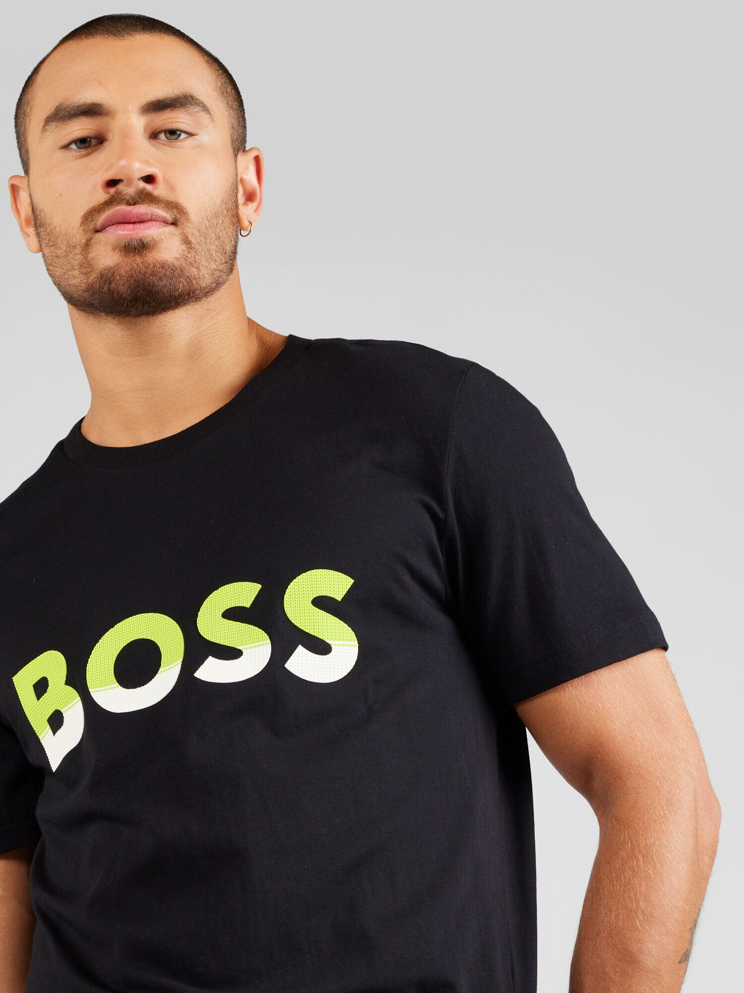 BOSS Green Tricou verde deschis / negru / alb - Pled.ro