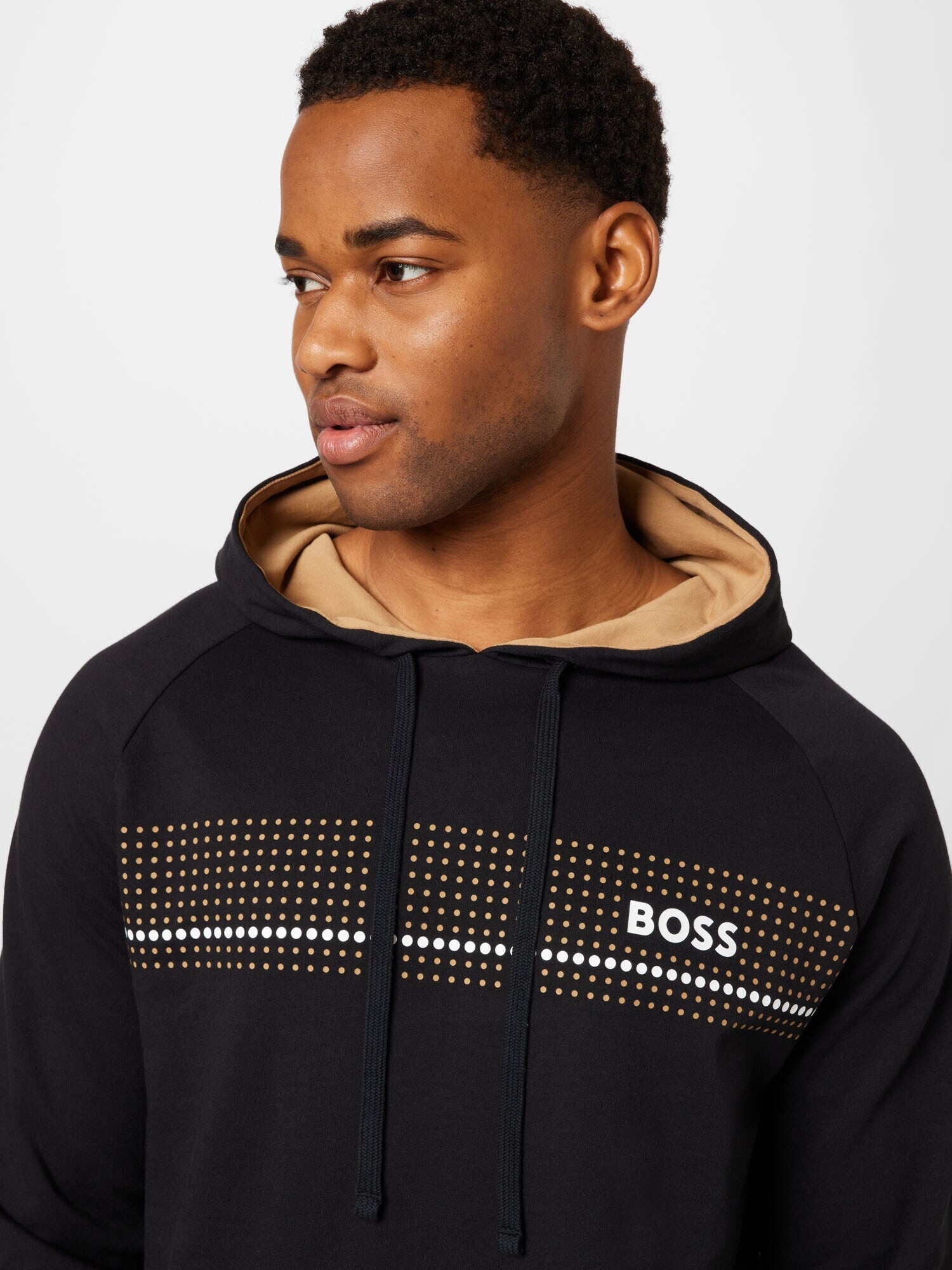 BOSS Orange Bluză de molton 'Authentic Hoodie' bej / negru / alb - Pled.ro