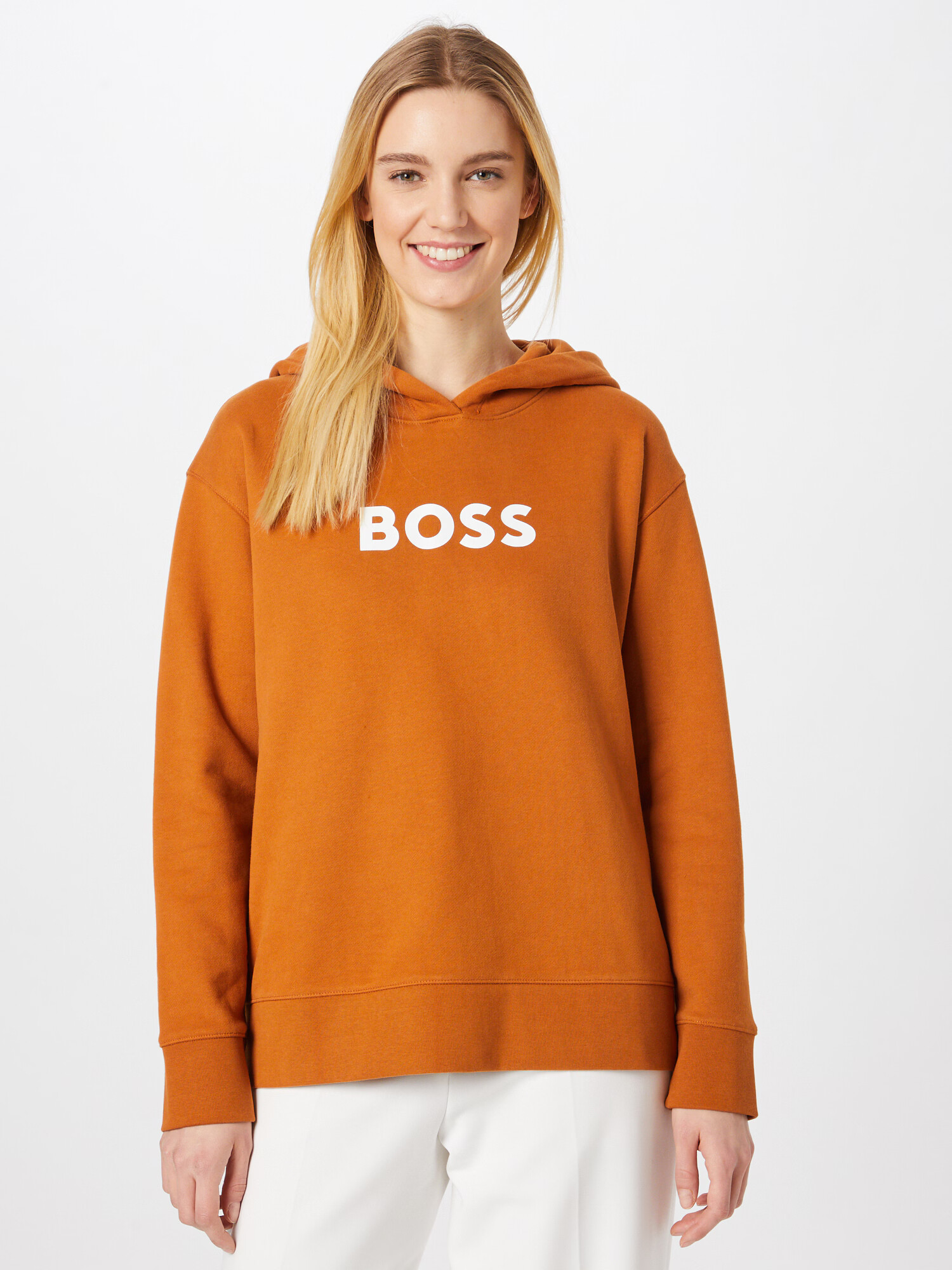 BOSS Orange Bluză de molton 'Edelight' portocaliu închis / alb - Pled.ro