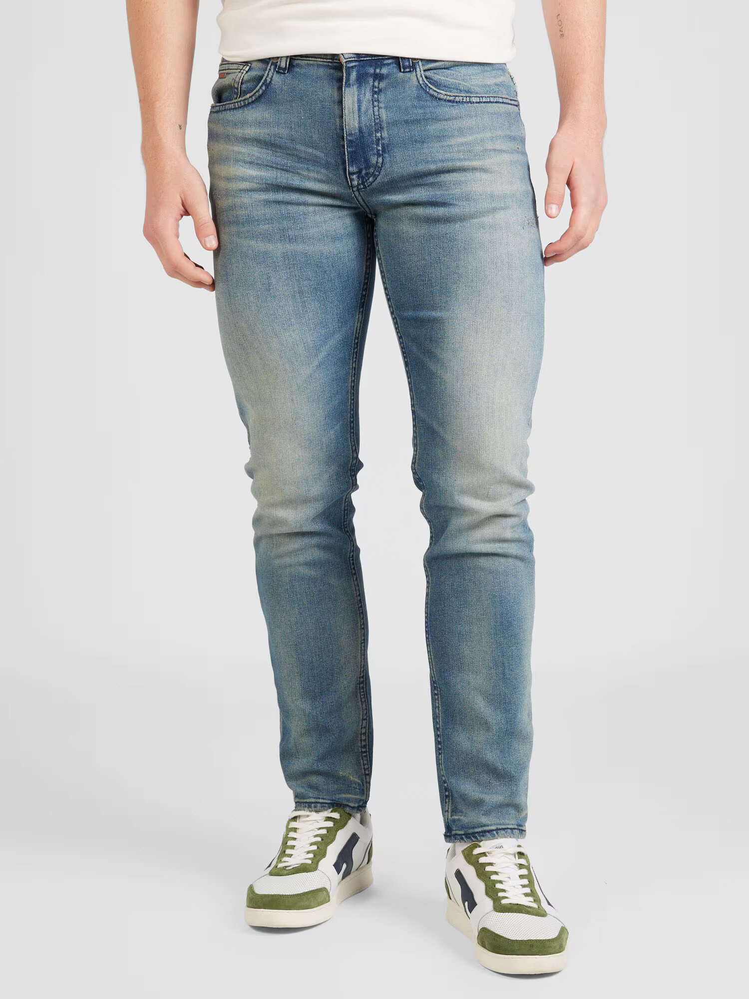 BOSS Orange Jeans 'Delaware' albastru denim / maro coniac - Pled.ro