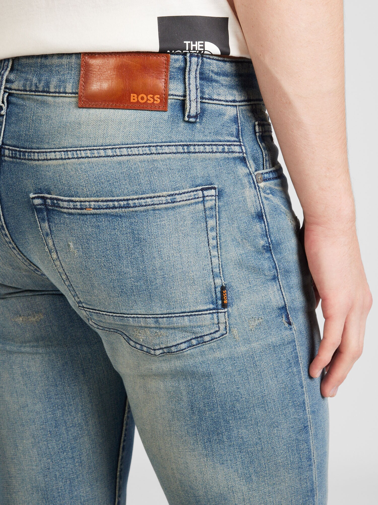 BOSS Orange Jeans 'Delaware' albastru denim / maro coniac - Pled.ro