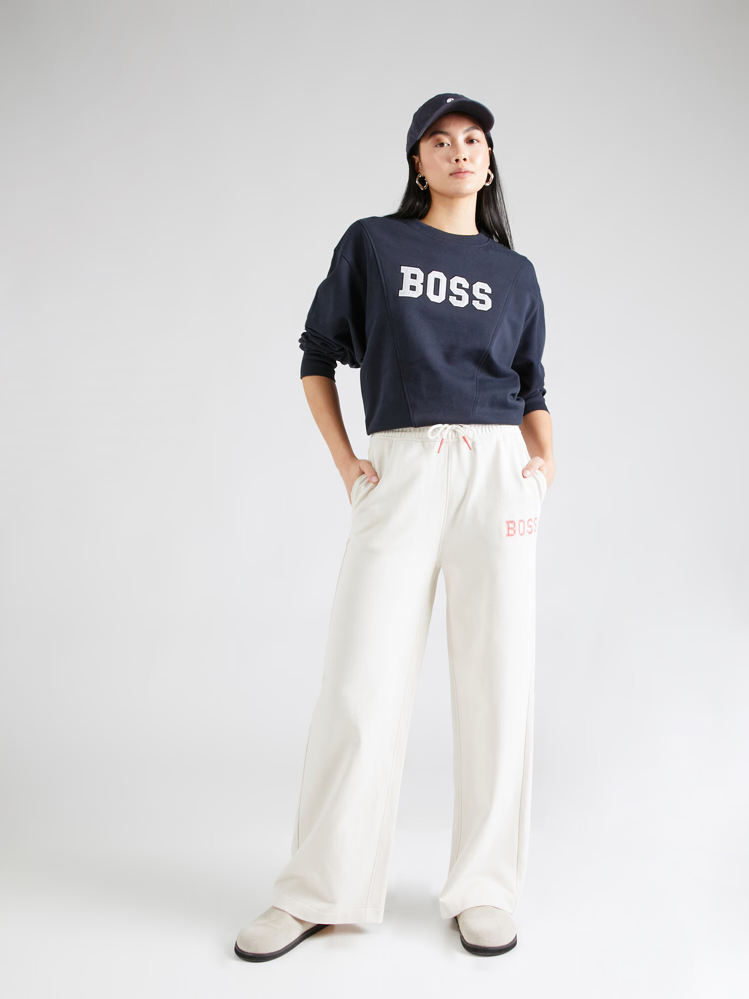 BOSS Orange Pantaloni 'C_Epreppant_1' roz / alb - Pled.ro