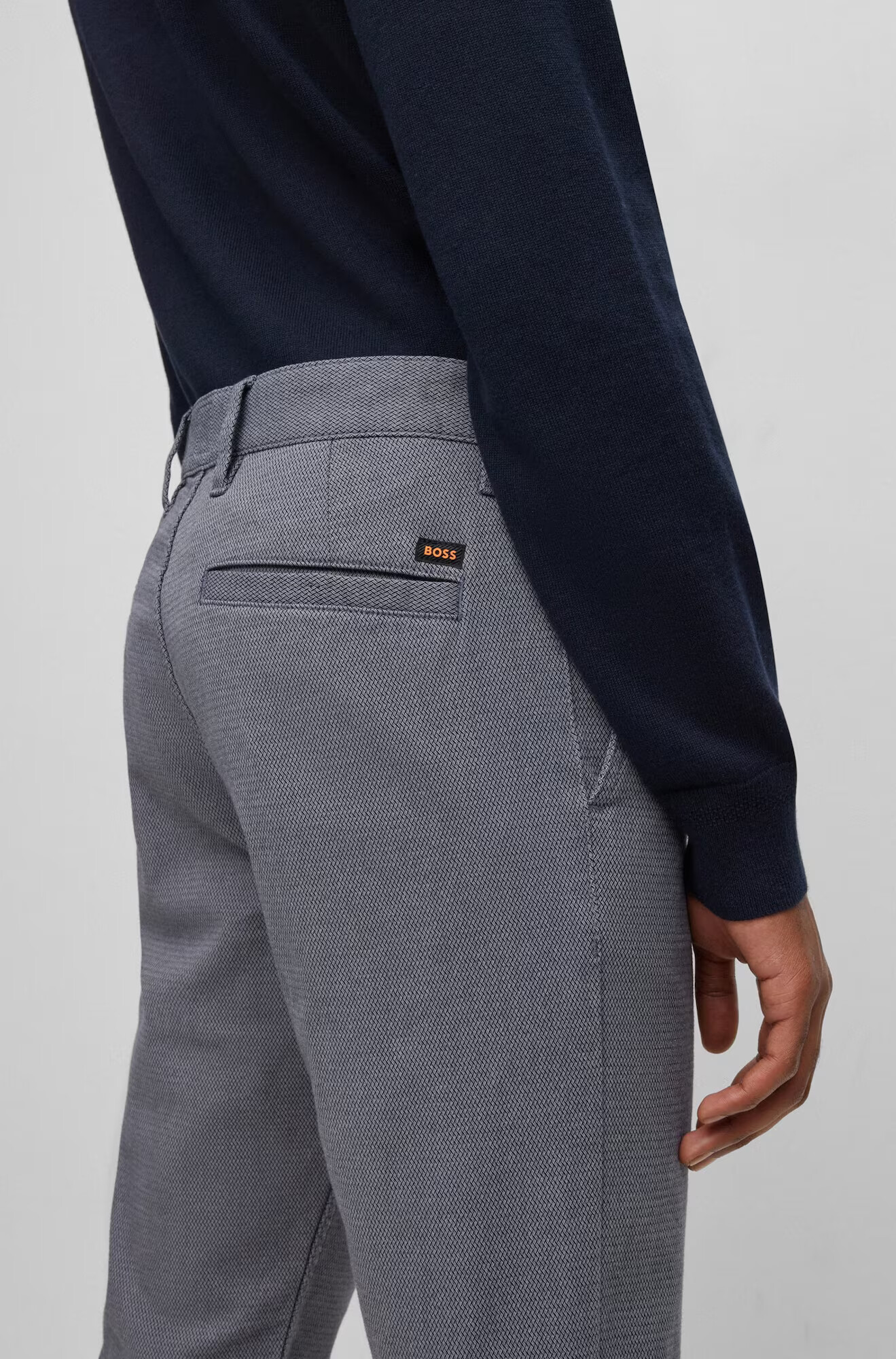 BOSS Orange Pantaloni eleganți bleumarin / gri - Pled.ro