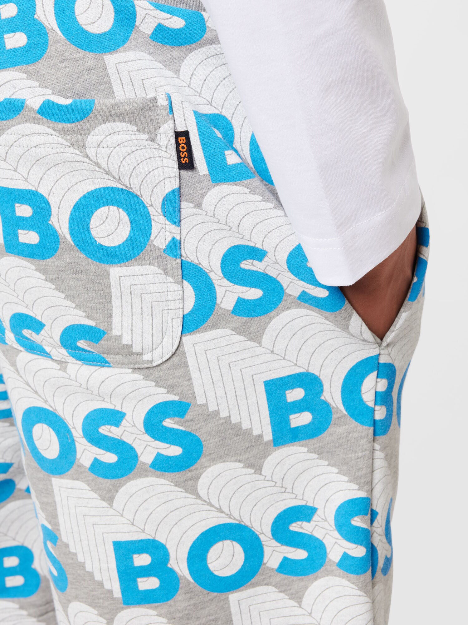 BOSS Orange Pantaloni 'Se' albastru deschis / gri amestecat / alb - Pled.ro