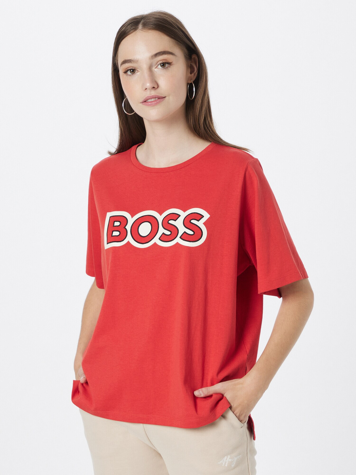 BOSS Orange Tricou 'Ekrisp' roșu ruginiu - Pled.ro