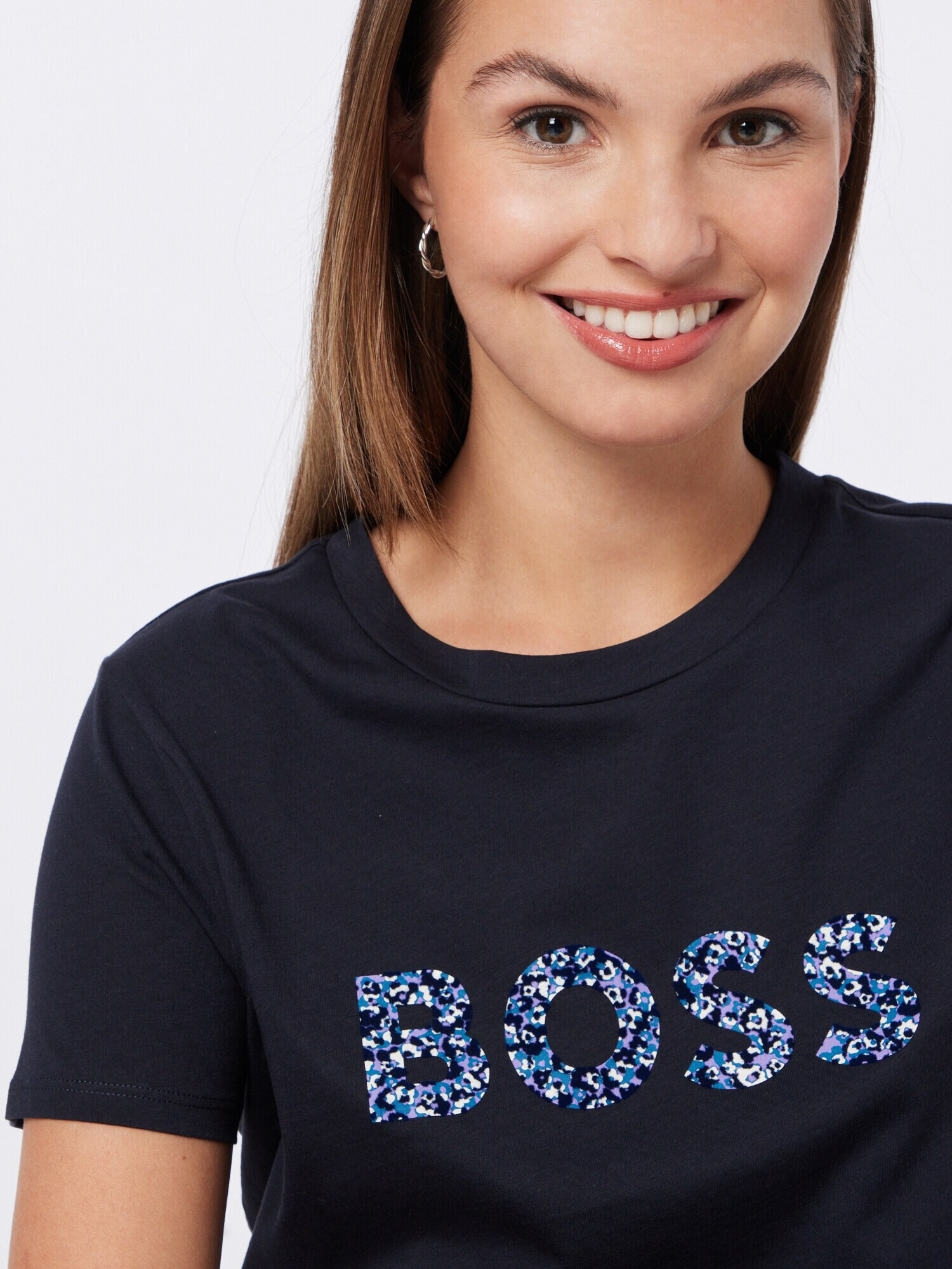 BOSS Orange Tricou 'Elogo' bleumarin / albastru deschis / lila / alb - Pled.ro