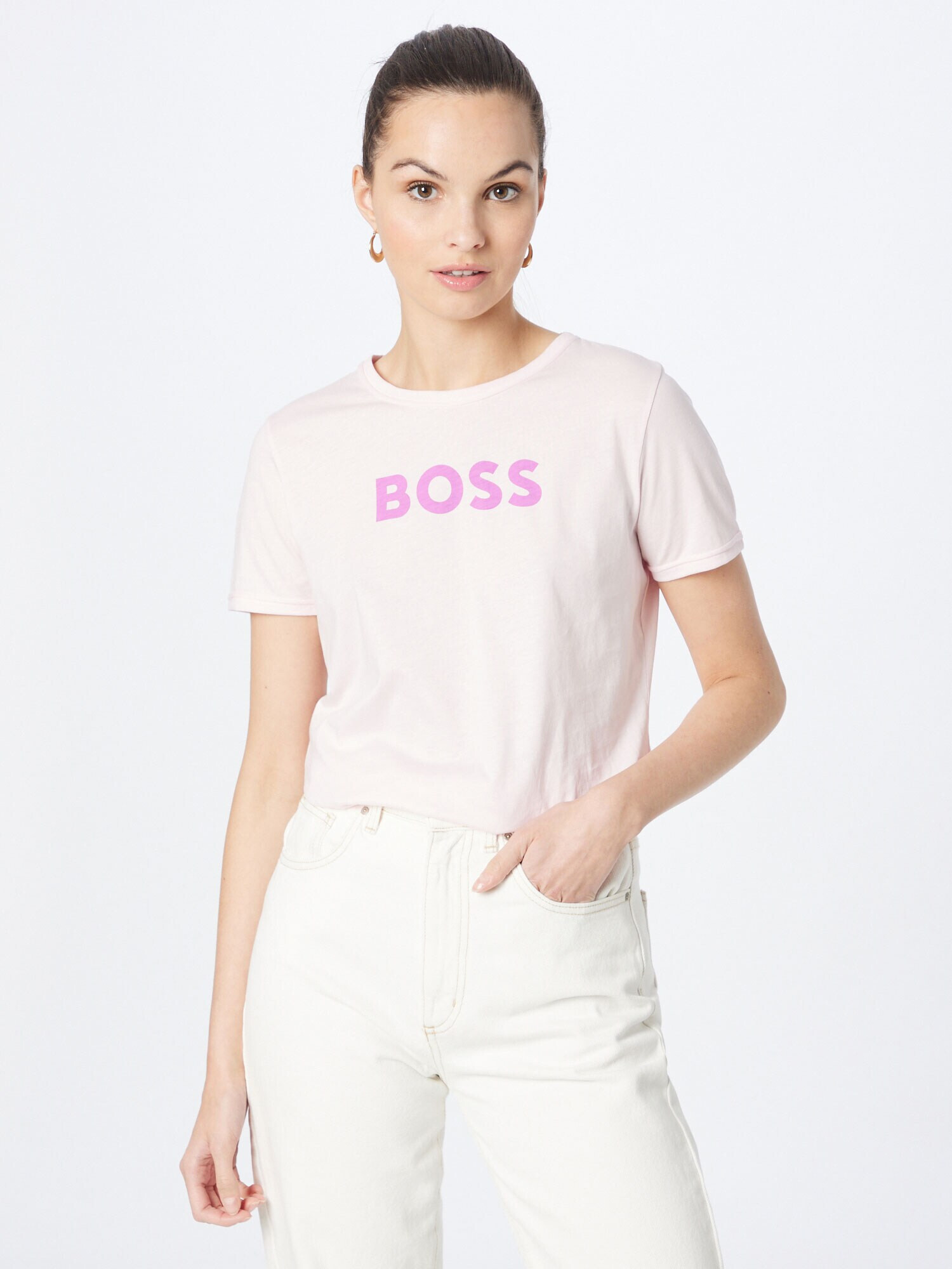 BOSS Orange Tricou 'Elogo' roz eozină / roz pastel - Pled.ro