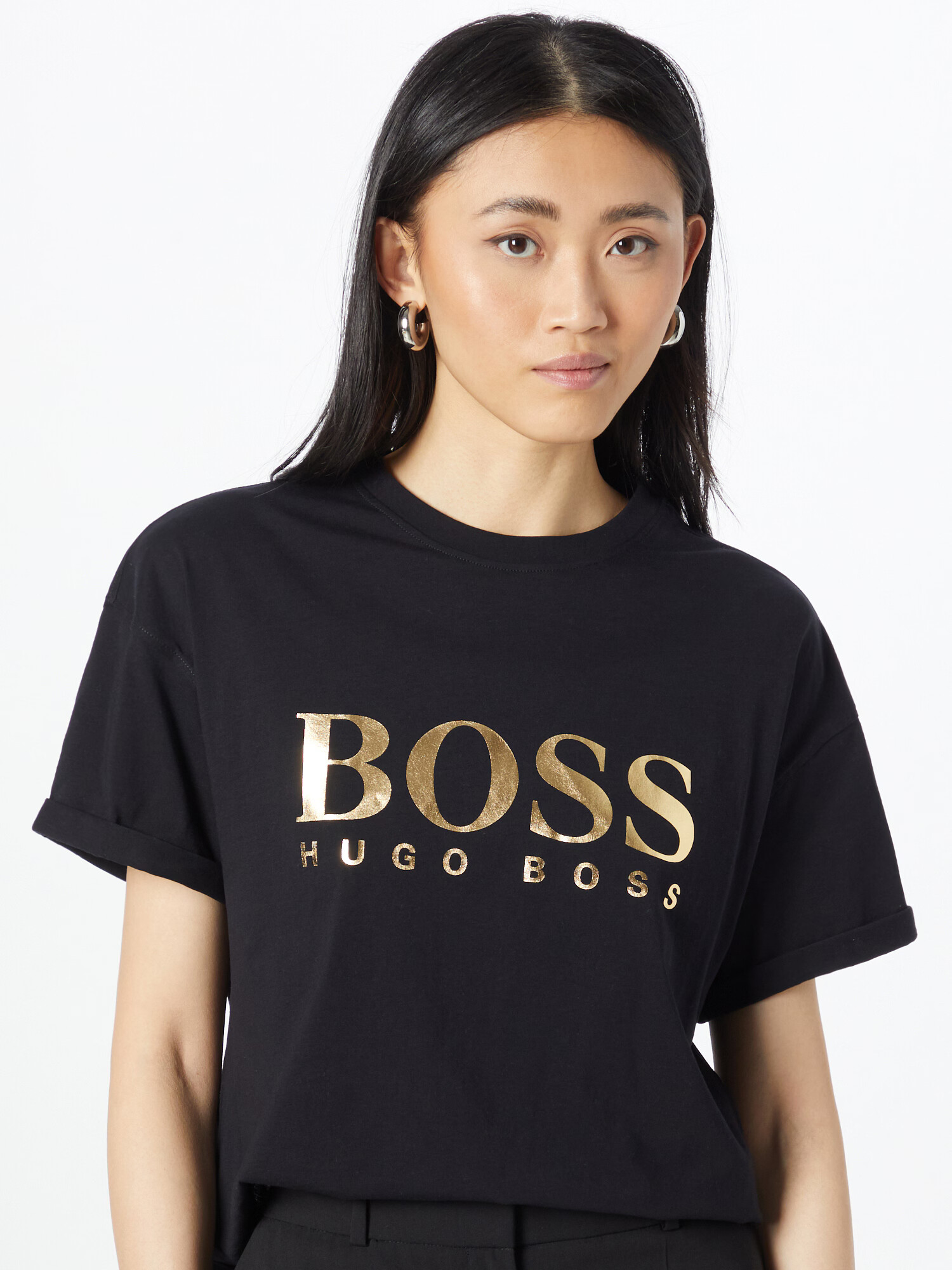 BOSS Orange Tricou 'Evina' auriu / negru - Pled.ro