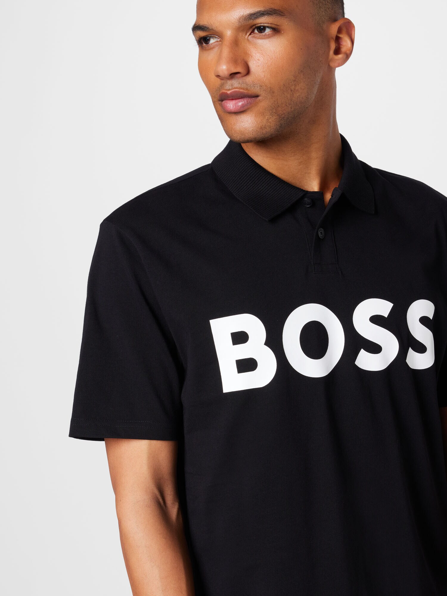 BOSS Orange Tricou negru / alb - Pled.ro