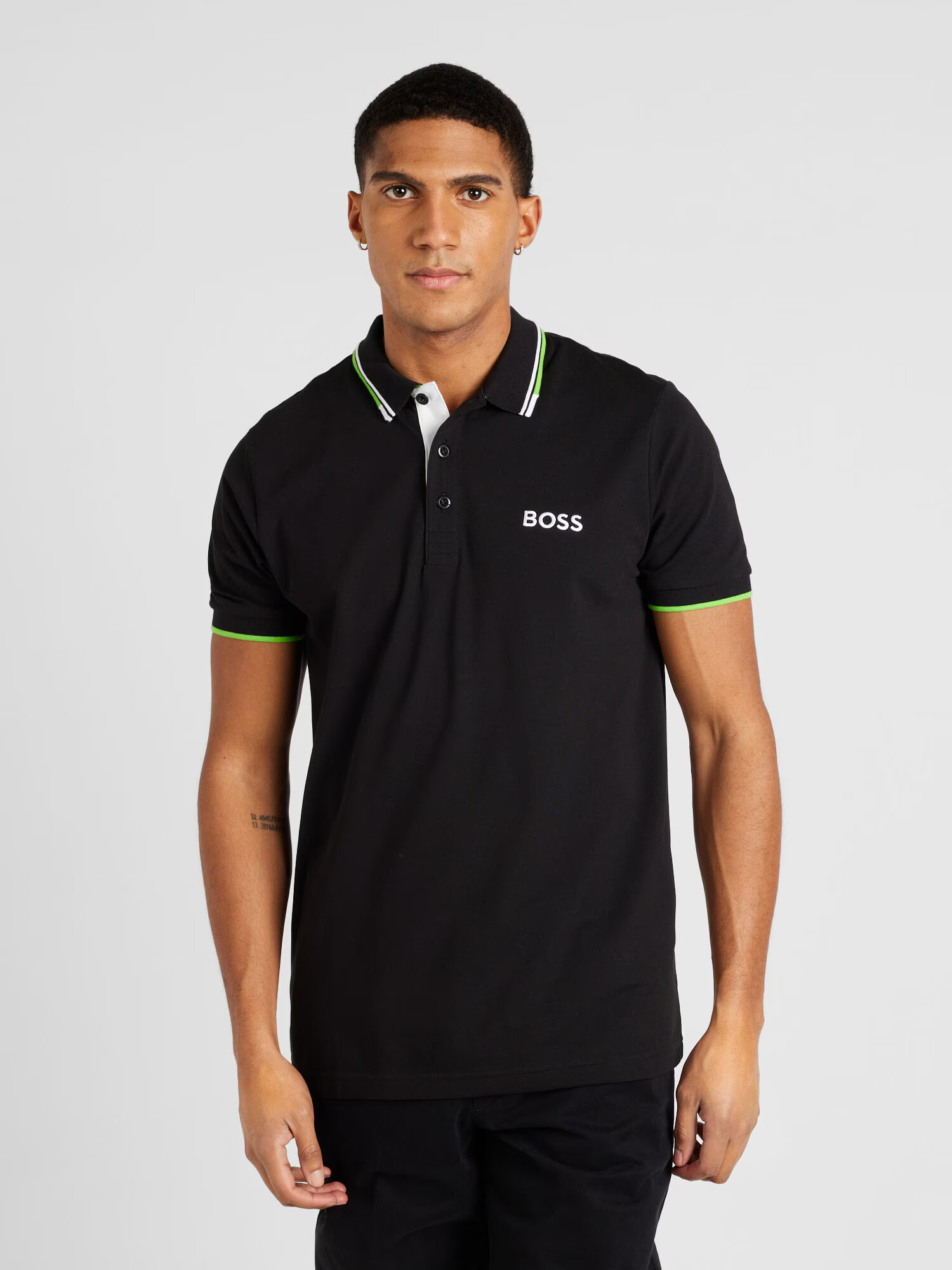 BOSS Orange Tricou 'Paddy Pro' verde deschis / negru / alb - Pled.ro