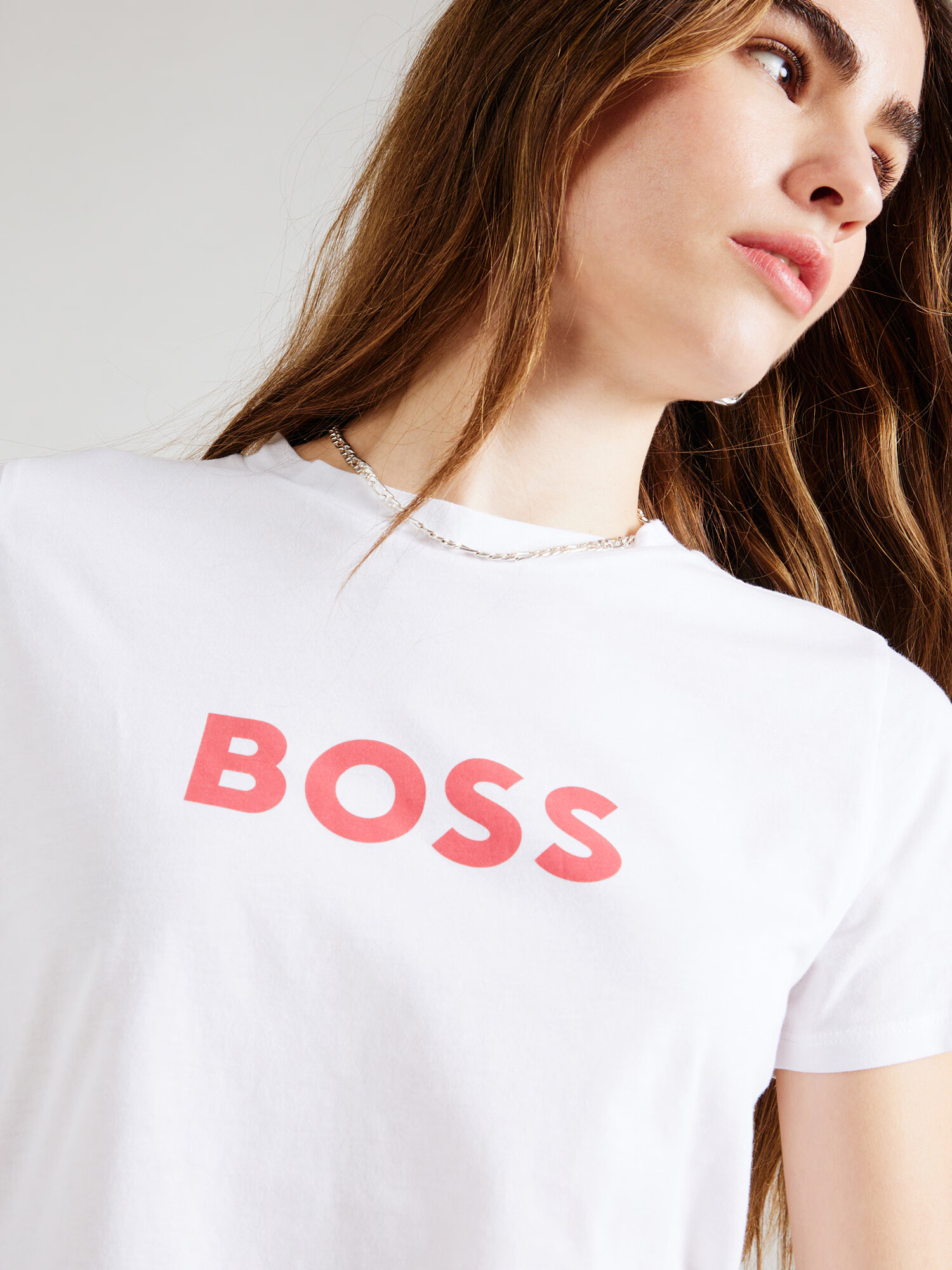 BOSS Orange Tricou roz / alb - Pled.ro