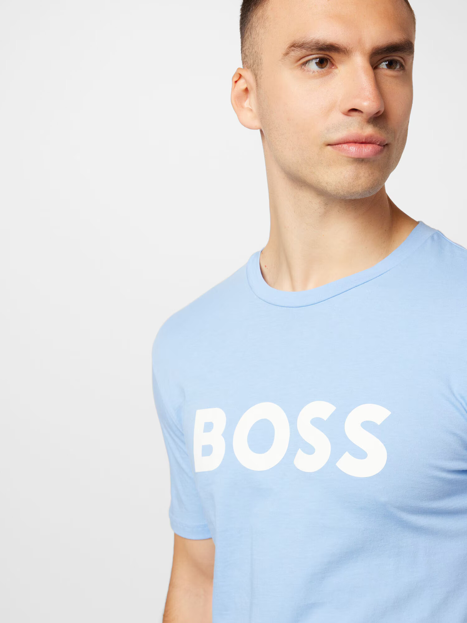 BOSS Orange Tricou 'Thinking 1' albastru deschis / alb - Pled.ro