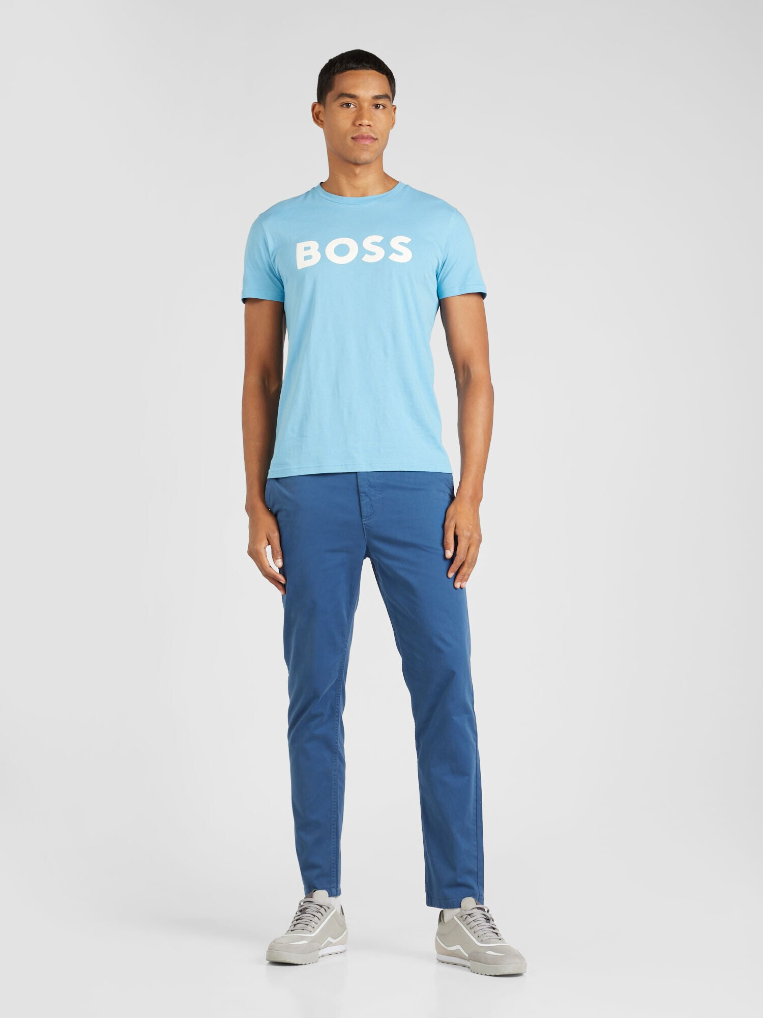 BOSS Orange Tricou 'Thinking 1' albastru deschis / alb - Pled.ro