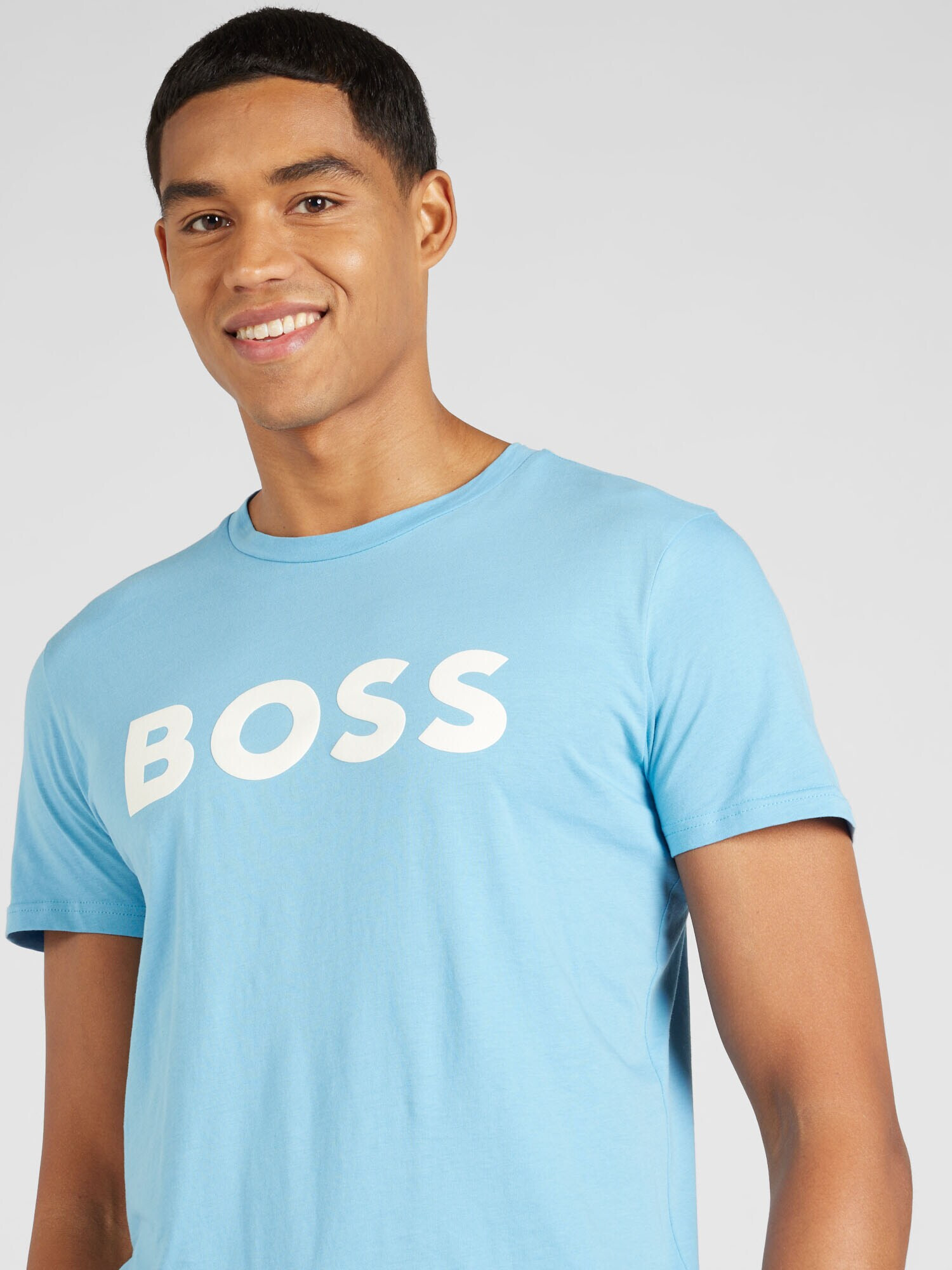 BOSS Orange Tricou 'Thinking 1' albastru deschis / alb - Pled.ro