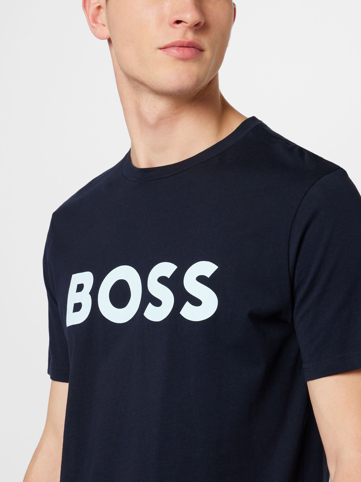 BOSS Orange Tricou 'Thinking' albastru închis / alb - Pled.ro