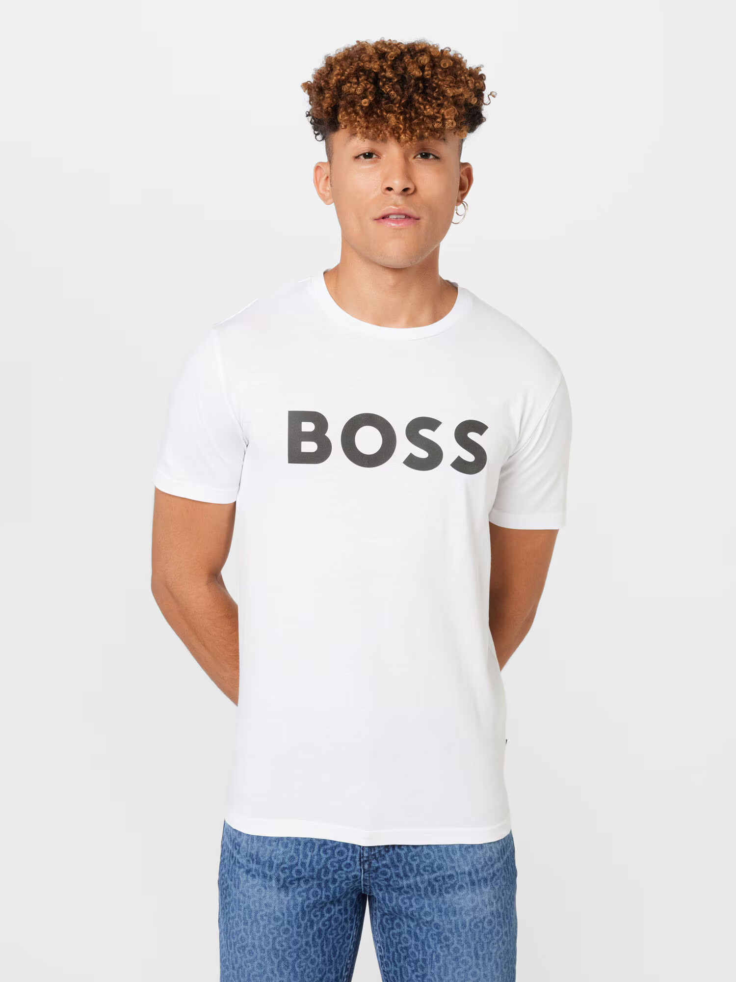 BOSS Orange Tricou 'Thinking 1' negru / alb - Pled.ro