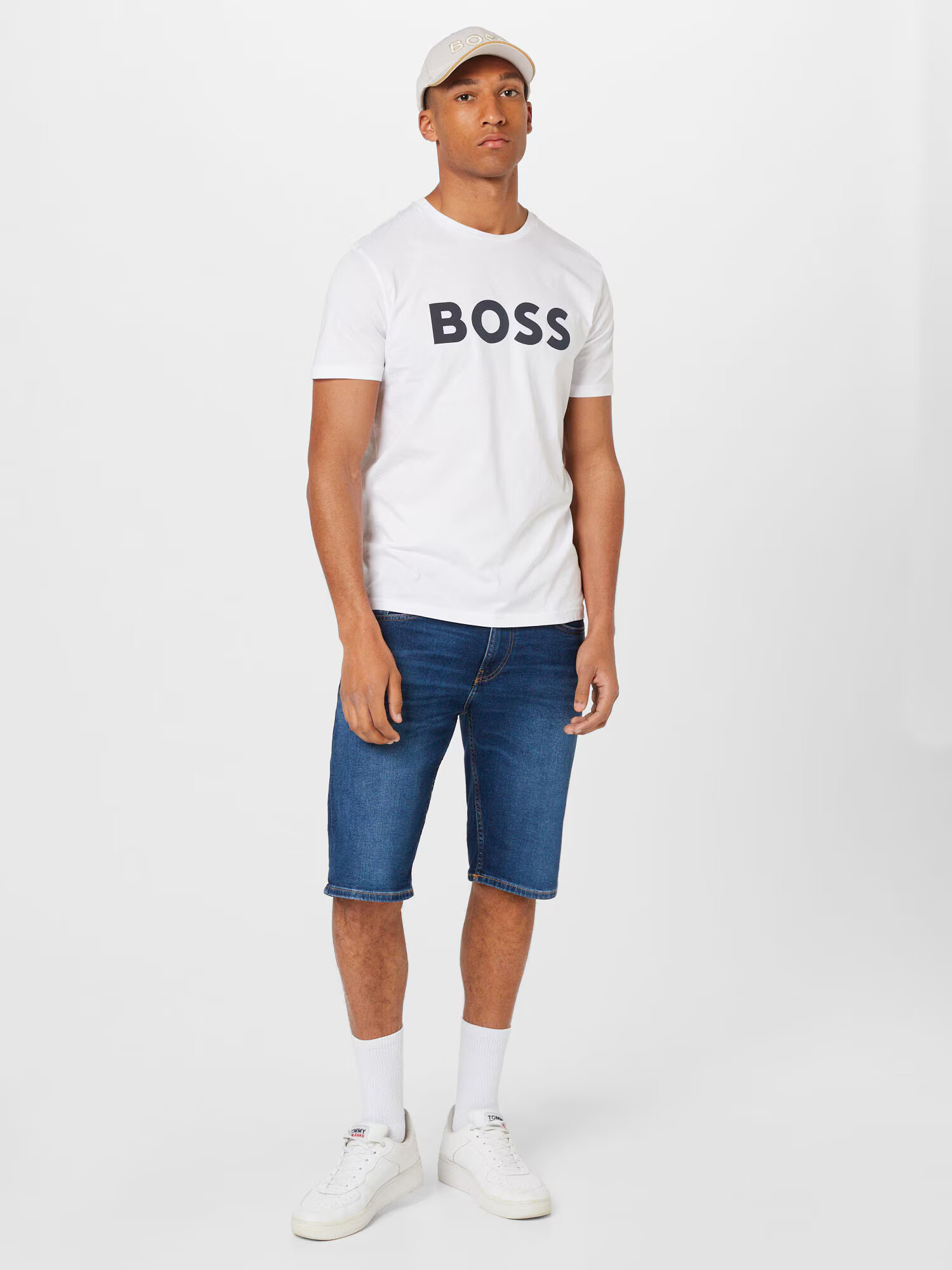 BOSS Orange Tricou 'Thinking' negru / alb - Pled.ro