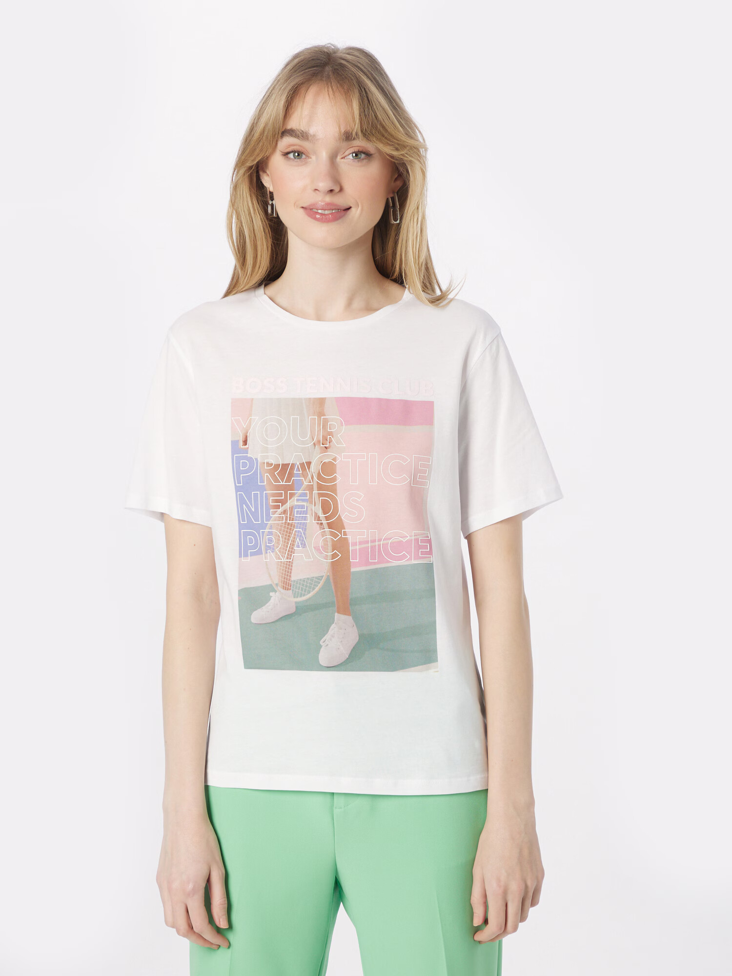 BOSS Orange Tricou 'Esummer' verde / mov liliachiu / roz / alb - Pled.ro