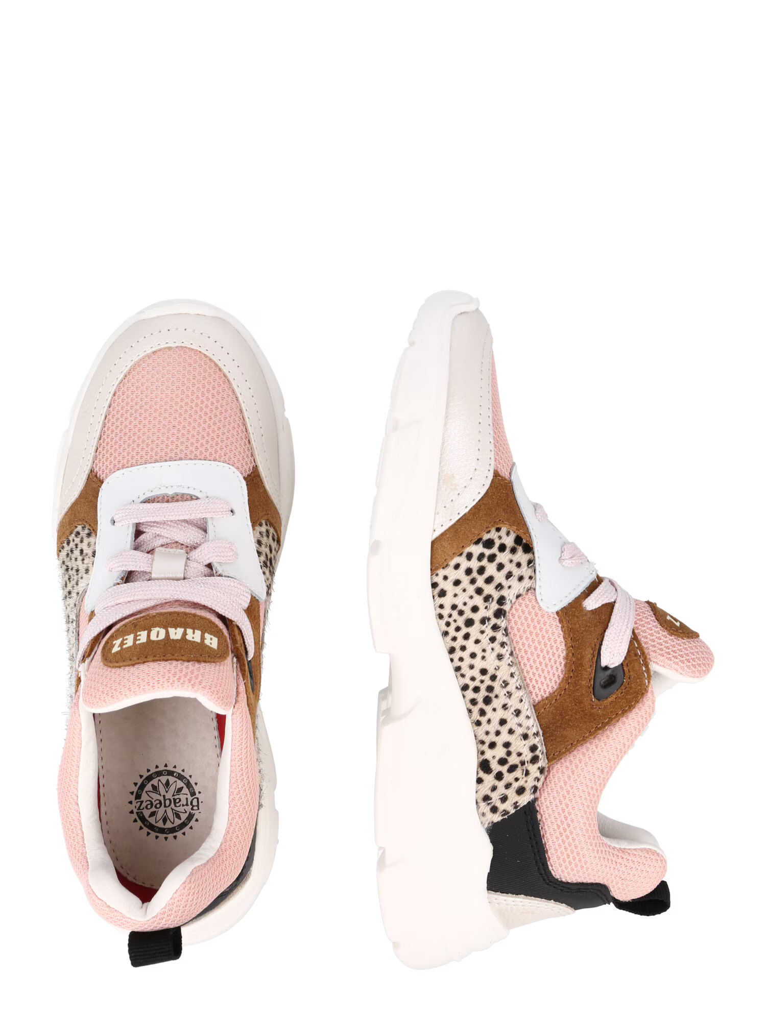 Braqeez Sneaker 'Renee' maro caramel / roz deschis / negru / alb - Pled.ro